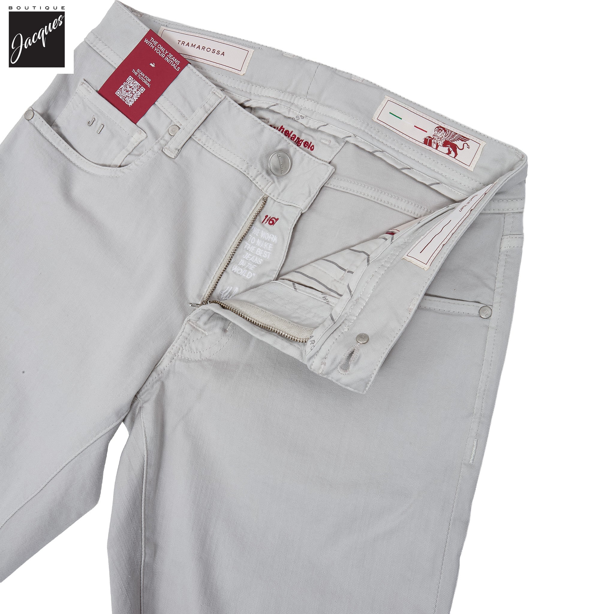 Ice Gray Soft Dye Michelangelo Super-Stretch Five Pocket Pants - TRAMAROSSA - Image 8