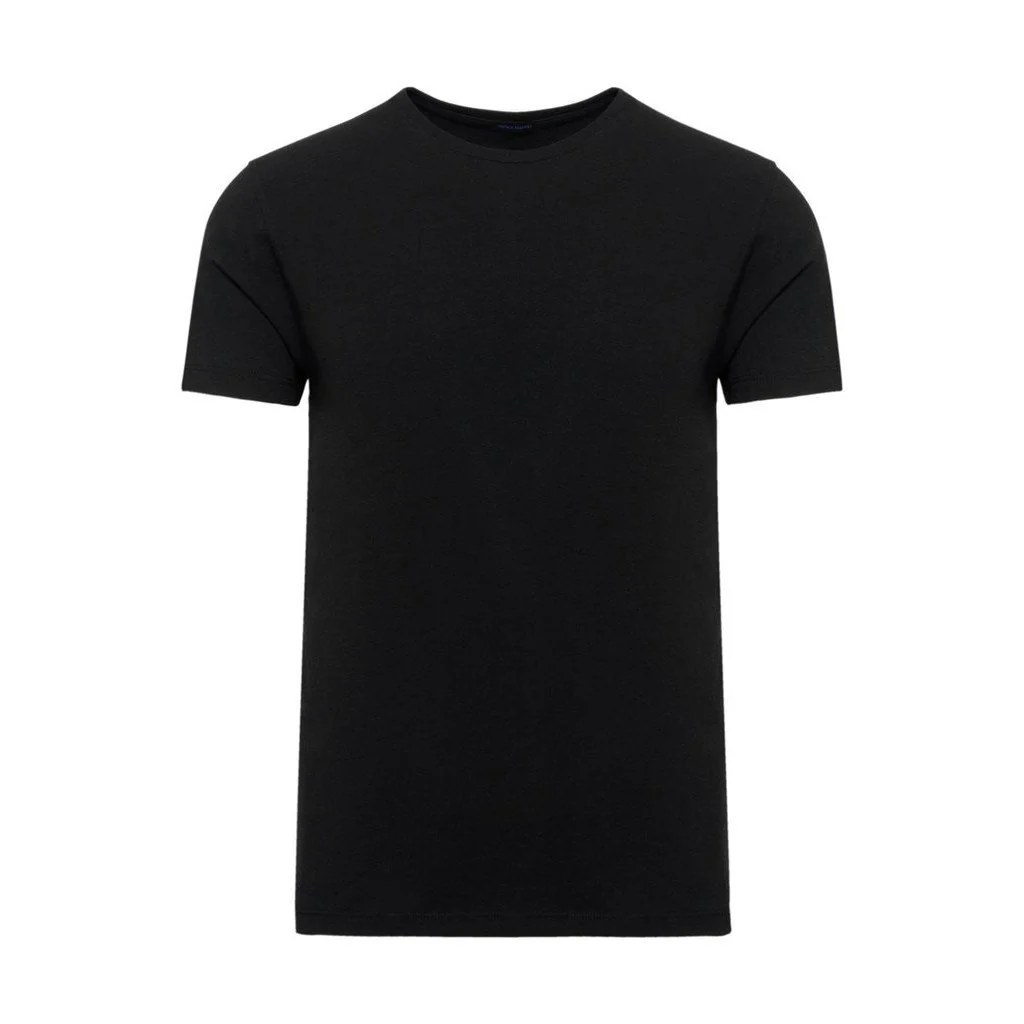 Iconic Black Pima Stretch Short Sleeve Crew Neck - PATRICK ASSARAF - Image 2
