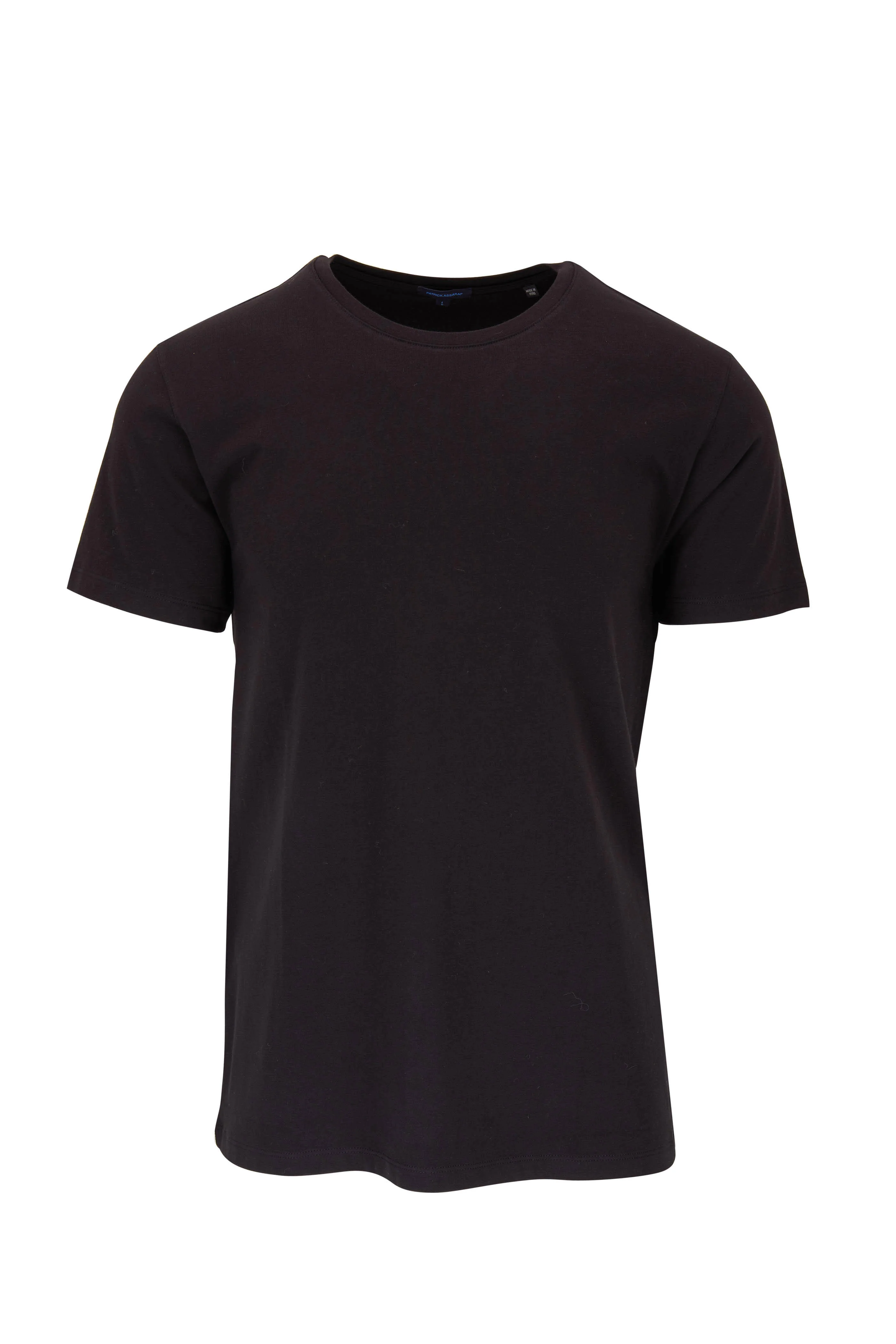 Iconic Black Pima Stretch Short Sleeve Crew Neck - PATRICK ASSARAF - Image 4