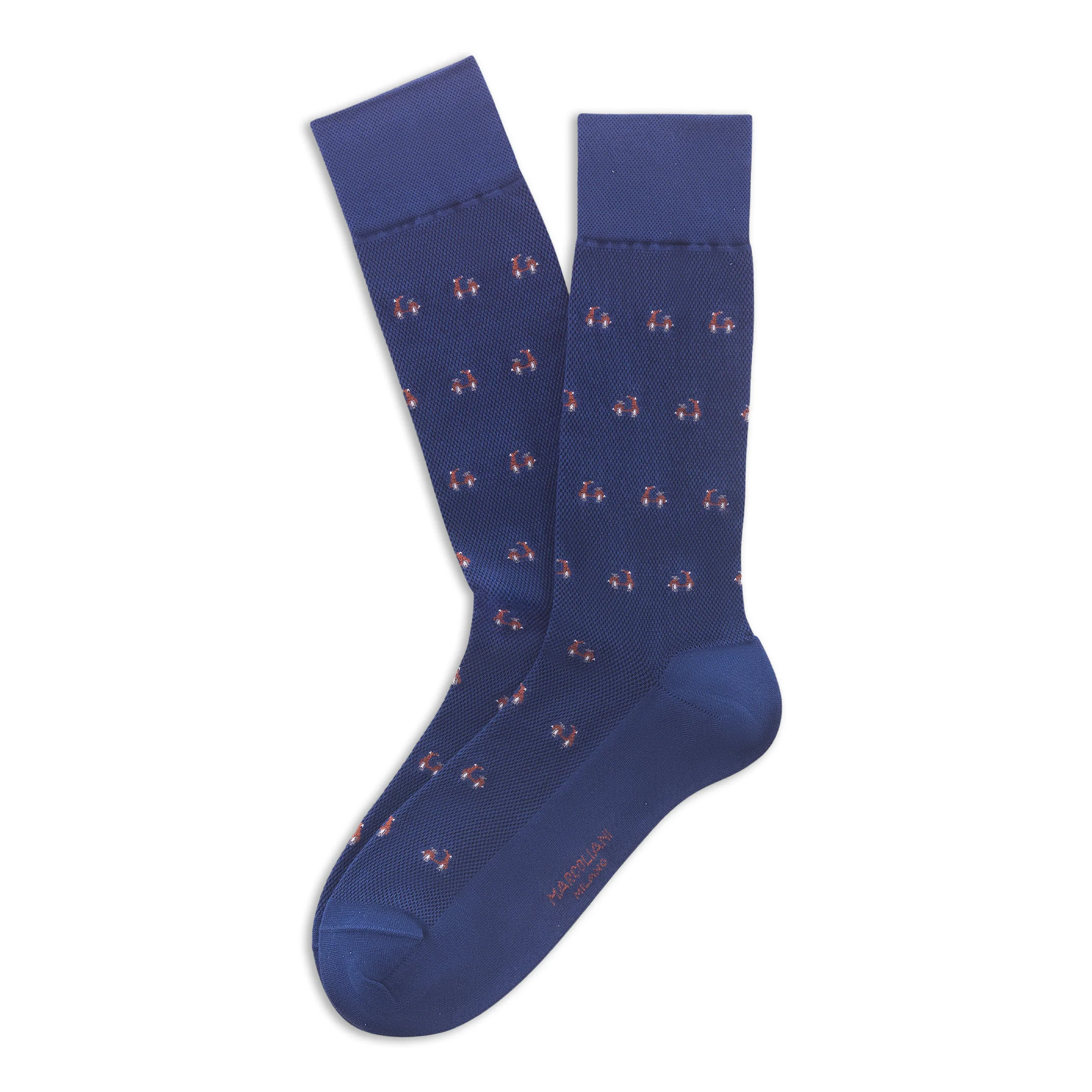 Indigo Blue Tiny Scooter Pima Cotton Mid-Calf Socks - Marcoliani