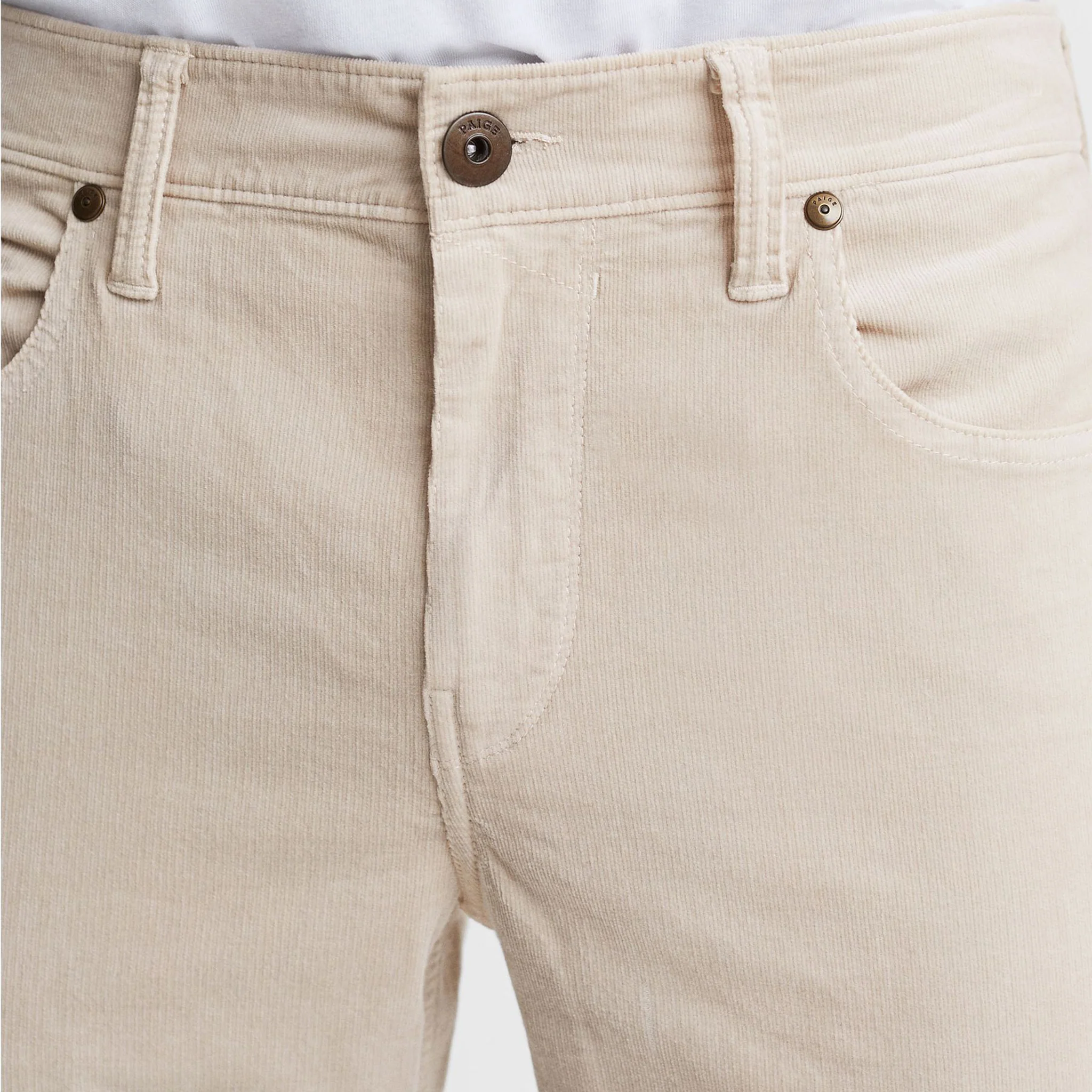 Ivory Cream Corduroy – Lennox Slim Fit Jeans - PAIGE - Image 4
