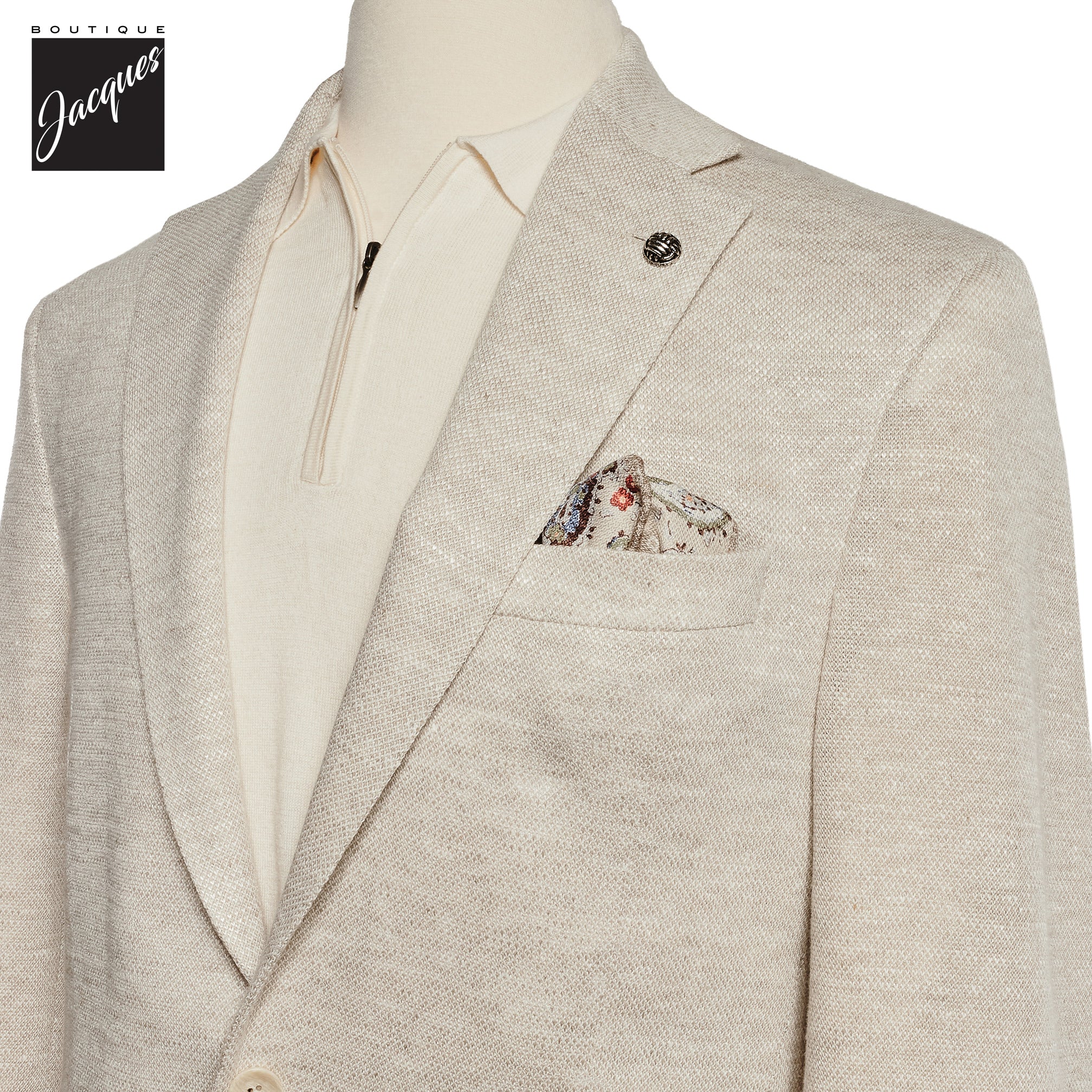 Ivory Linen-Stretch Comfortwear Hampton Contemporary Fit Sport Jacket - Jack Victor - Image 2