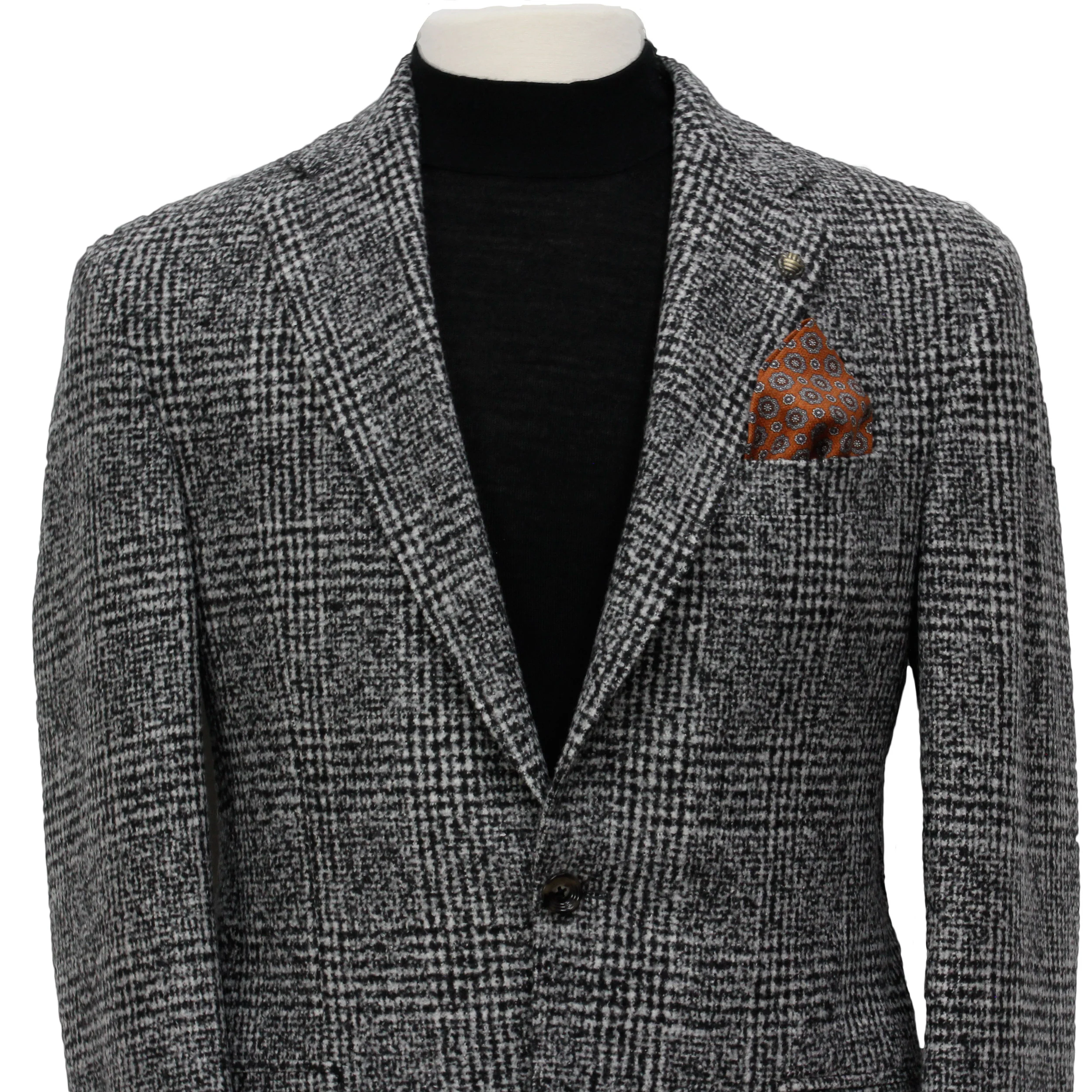 Gray Check Contemporary Fit Wool Silk Sport Jacket - Jack Victor - Image 3