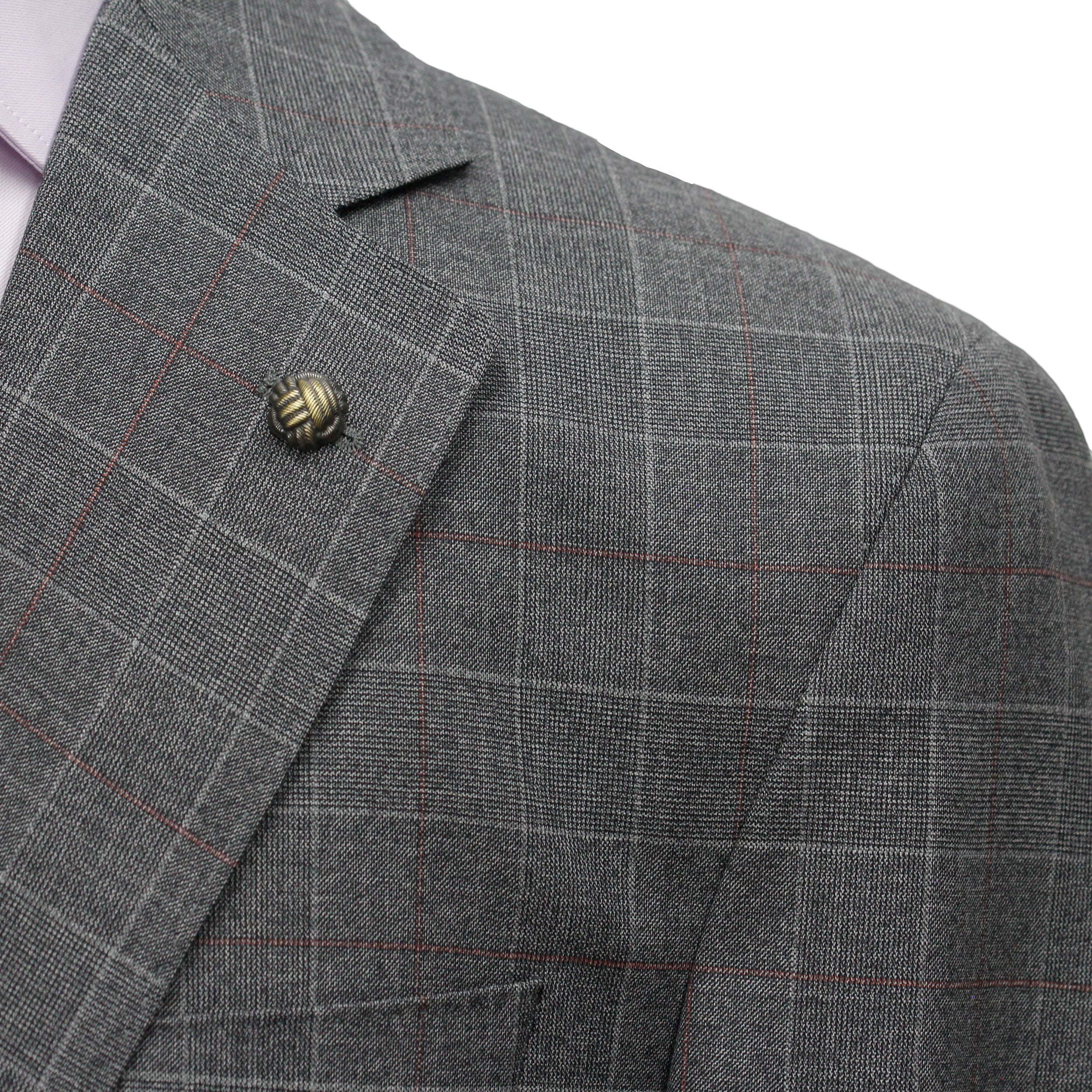 Gray Fine Prince of Wales Check Mason Contemporary Fit Suit - Jack Victor - Image 5