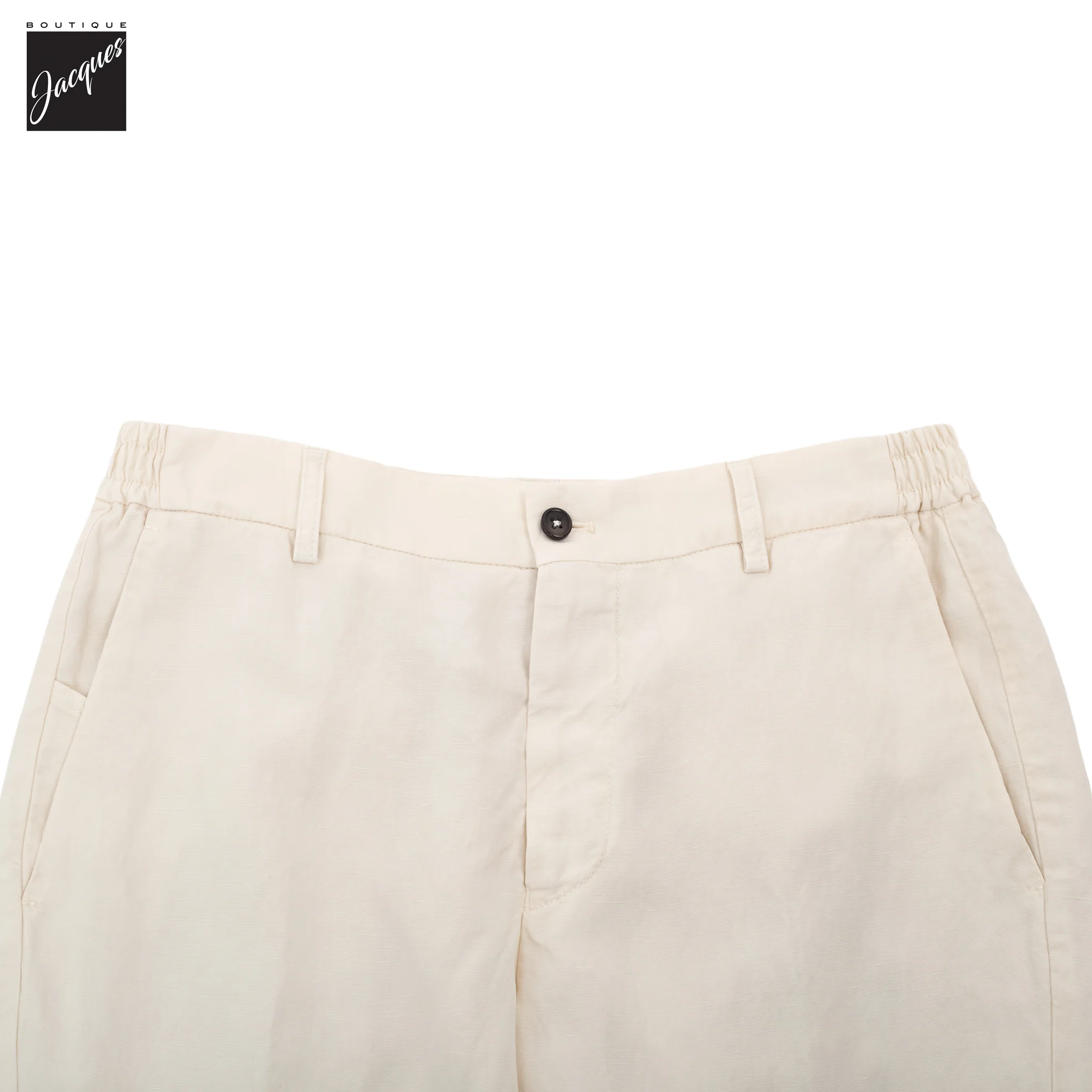 Latte Cream Lyocell-Linen Elax Bermuda Shorts - Berwich - Image 3