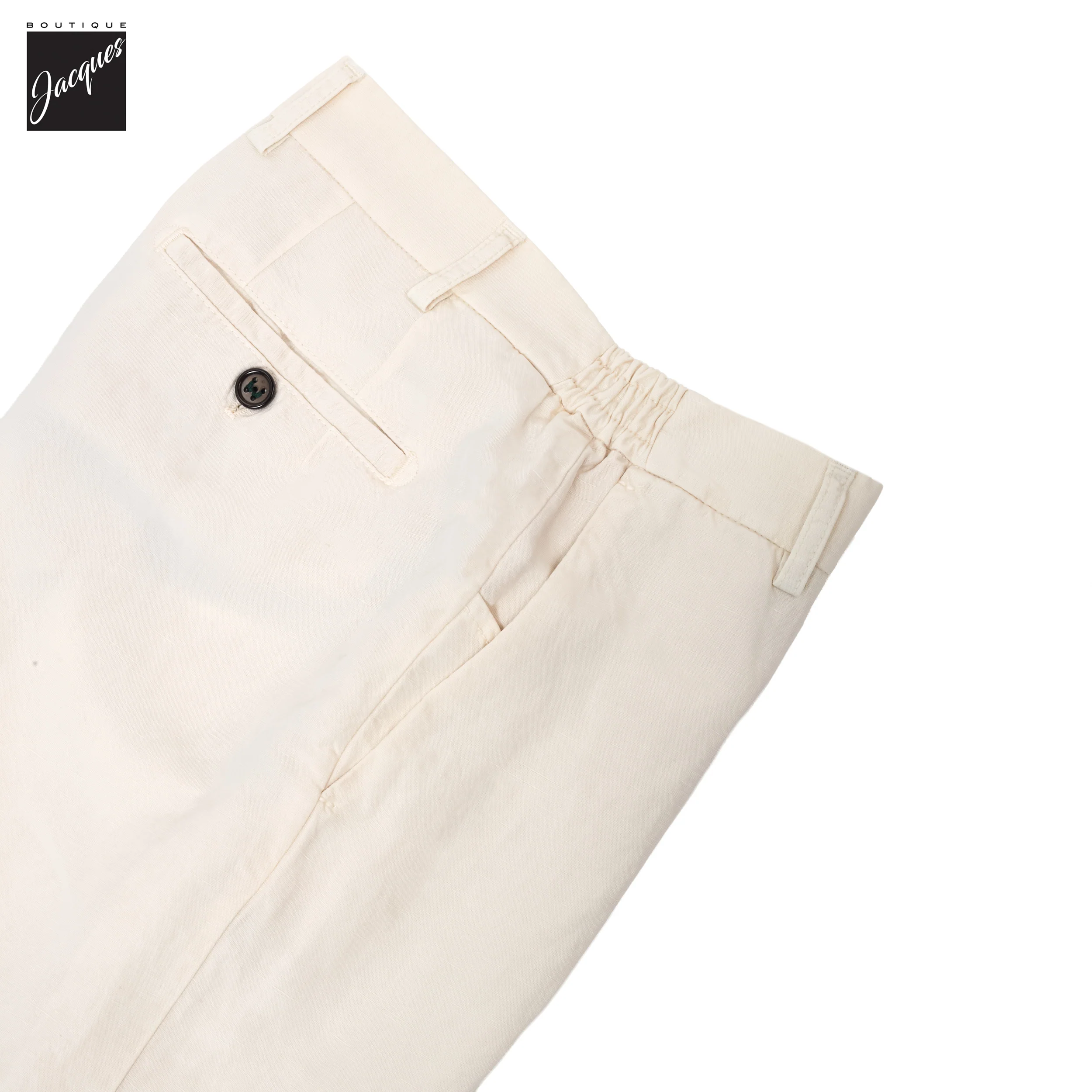 Latte Cream Lyocell-Linen Elax Bermuda Shorts - Berwich - Image 5