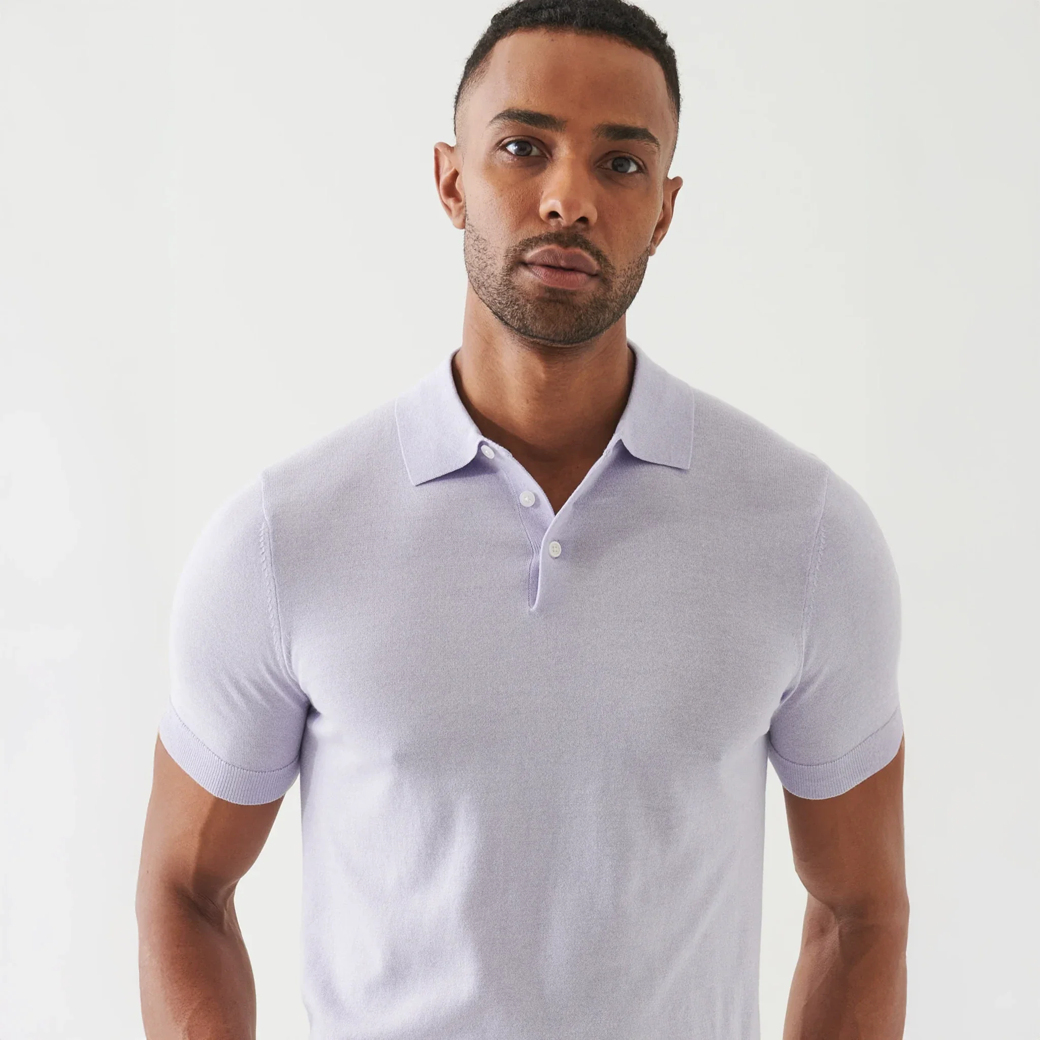 Lavender Cupro-Merino Knit Polo Shirt - Patrick Assaraf - Image 3
