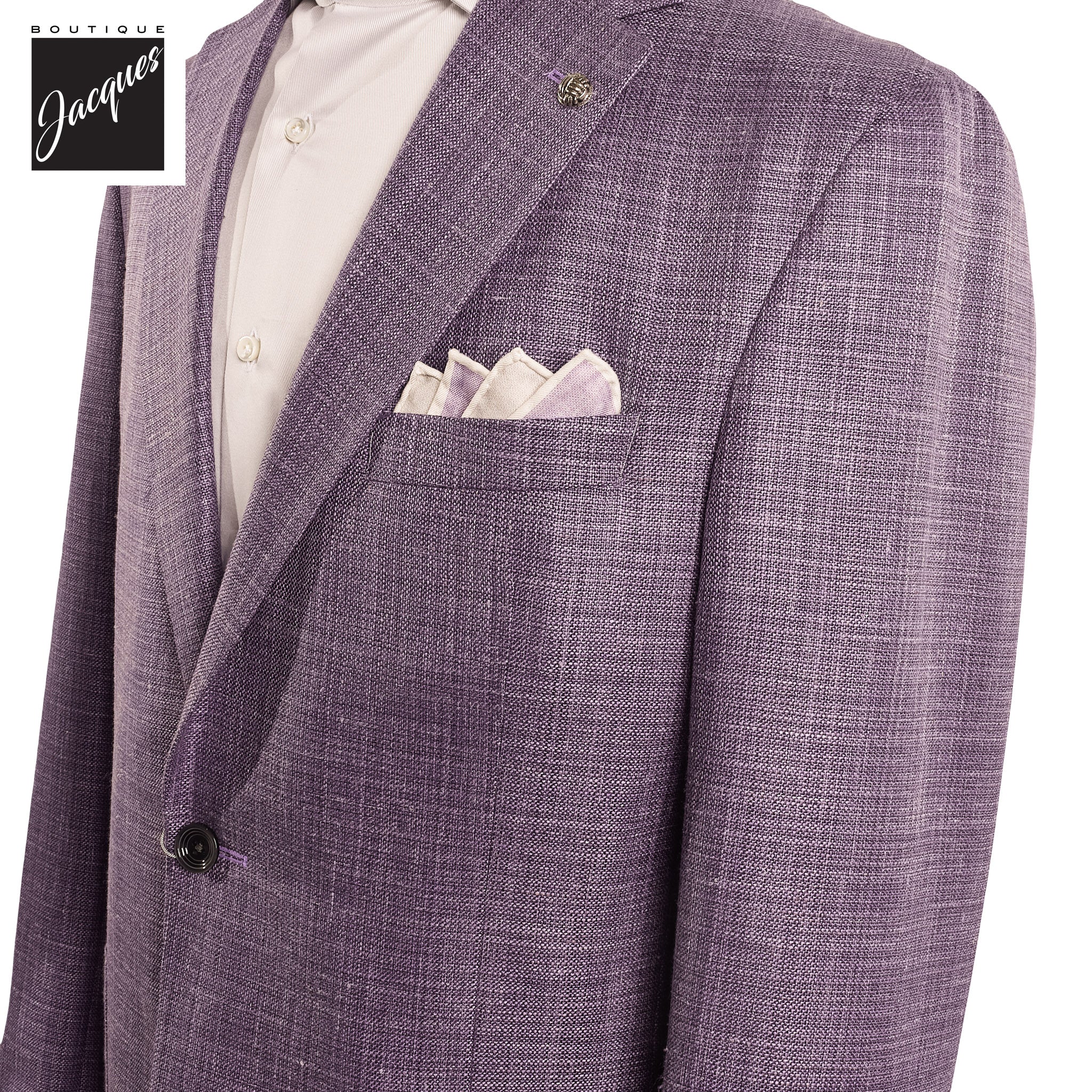 Lavender Neat Wool/Silk/Linen Morton Contemporary Fit Sport Jacket - Jack Victor - Image 2