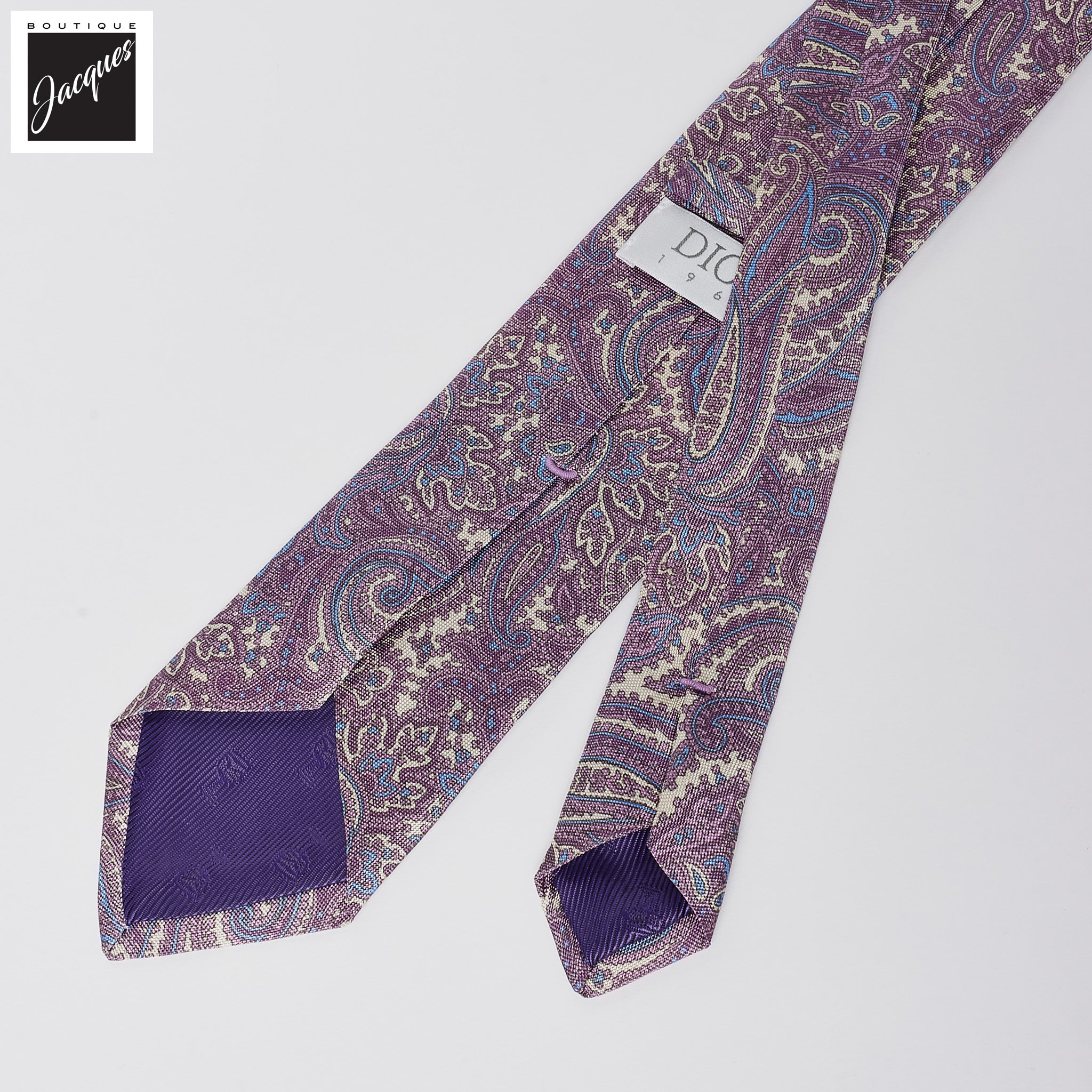Lavender Paisley Motif Silk Tie - DION - Image 3