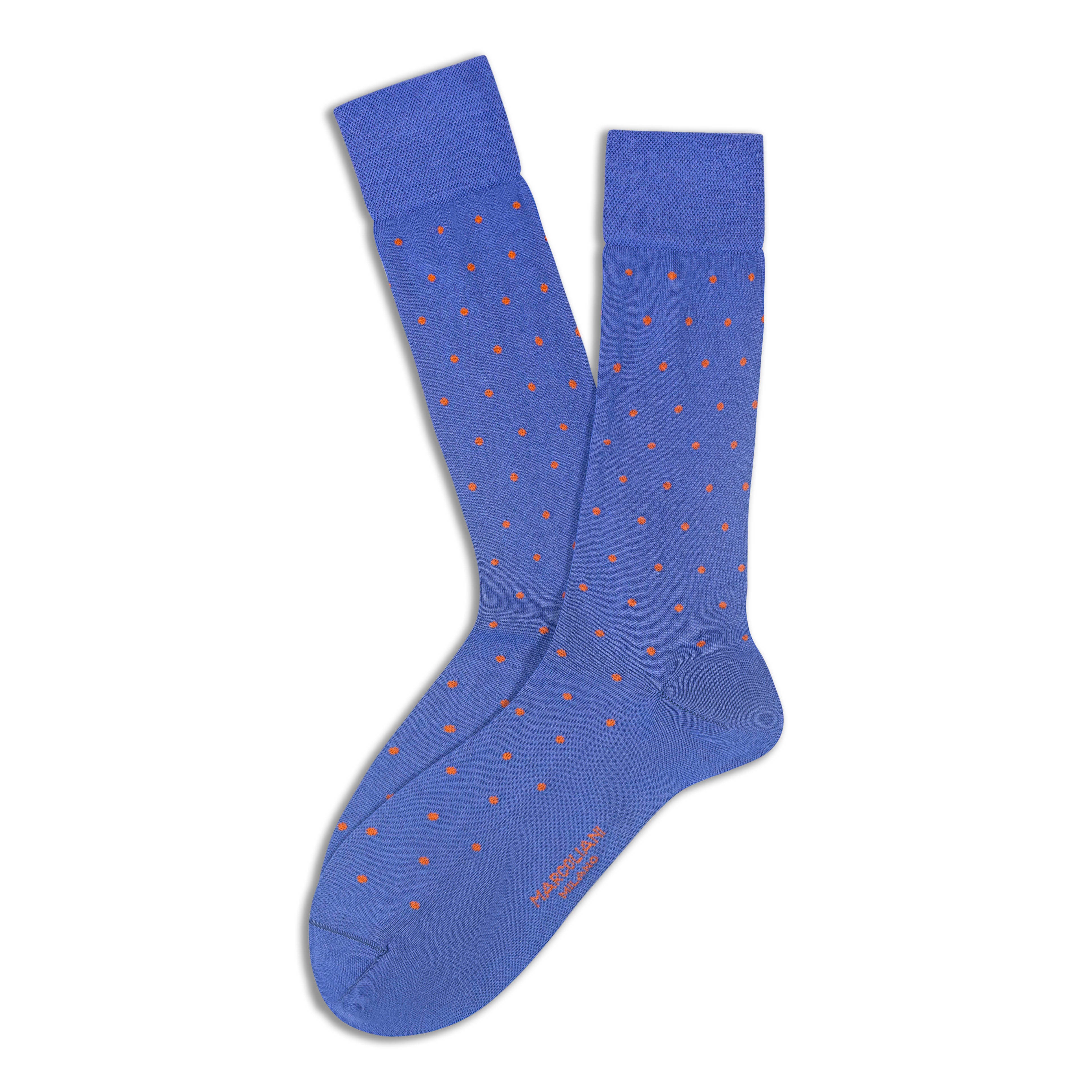 Lavender Polka Dot Pima Cotton Mid-Calf Socks - Marcoliani