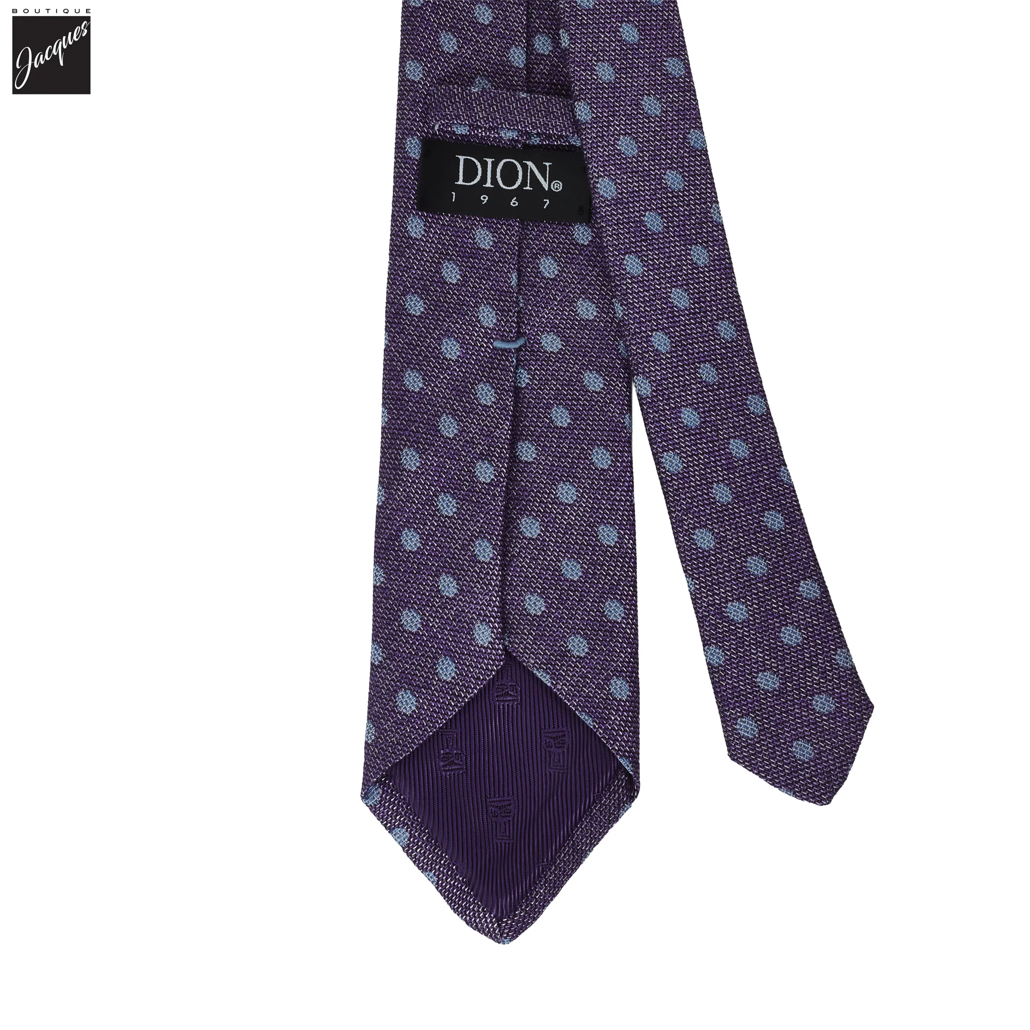 Mauve Polka Dot Woven Silk-Cotton Tie - DION - Image 3