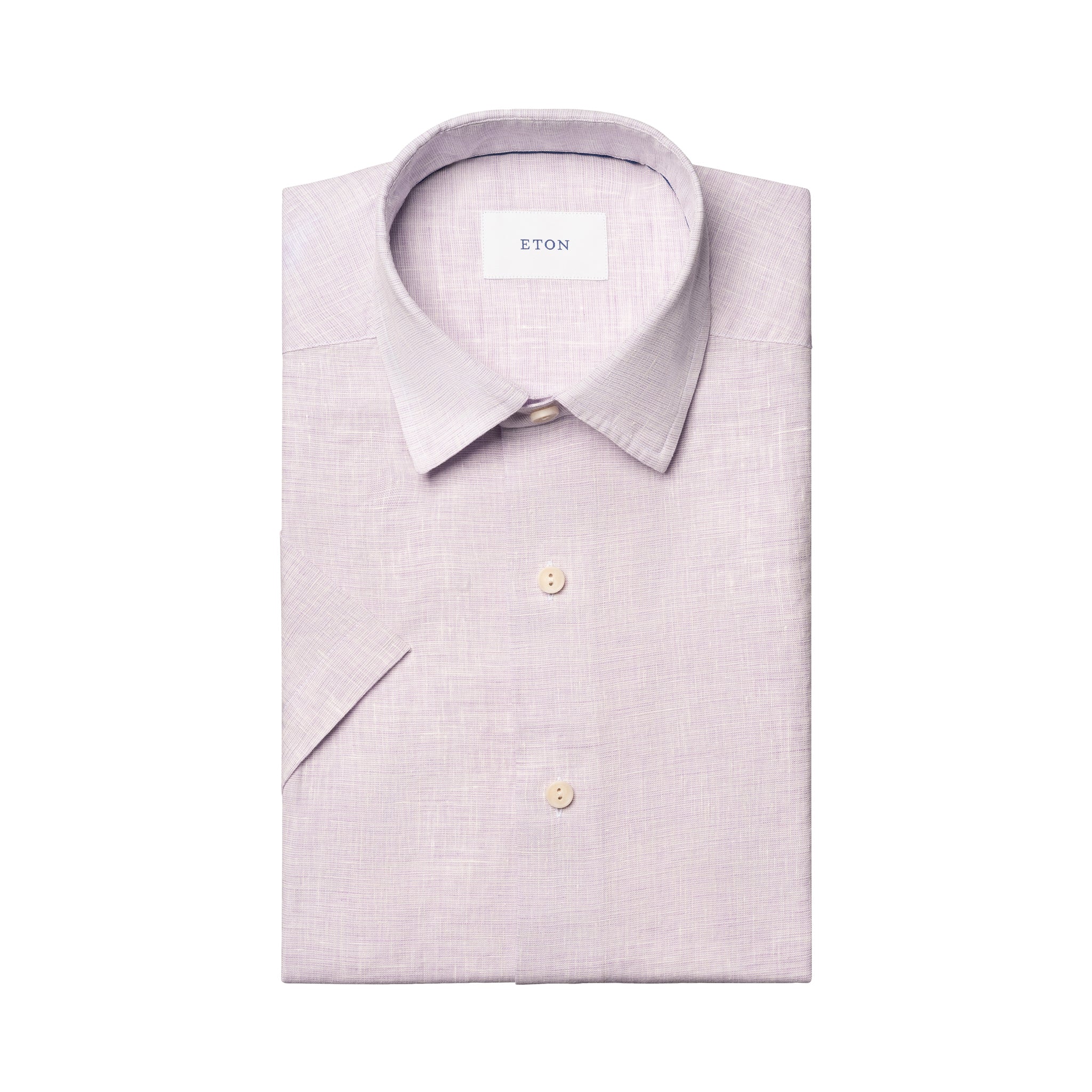Lavender Solid Linen Short Sleeve Casual Fit Shirt - ETON