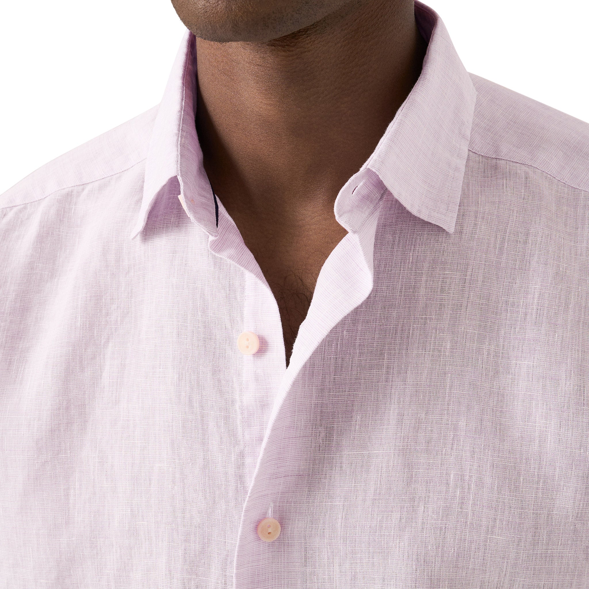 Lavender Solid Linen Short Sleeve Casual Fit Shirt - ETON - Image 4
