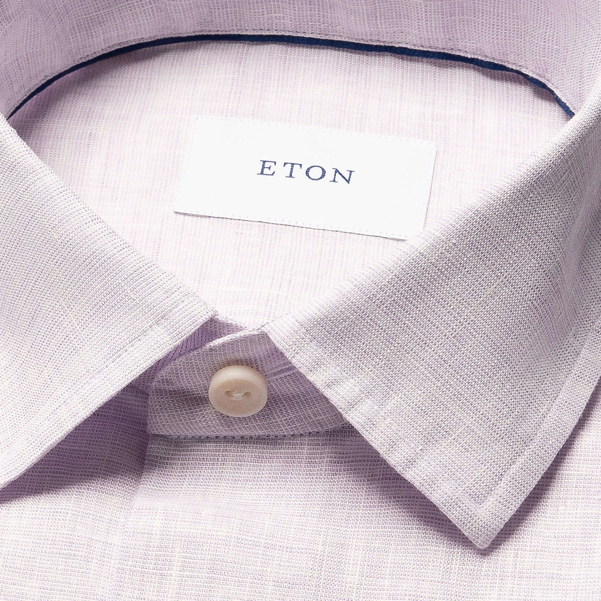 Lavender Solid Linen Short Sleeve Casual Fit Shirt - ETON - Image 8