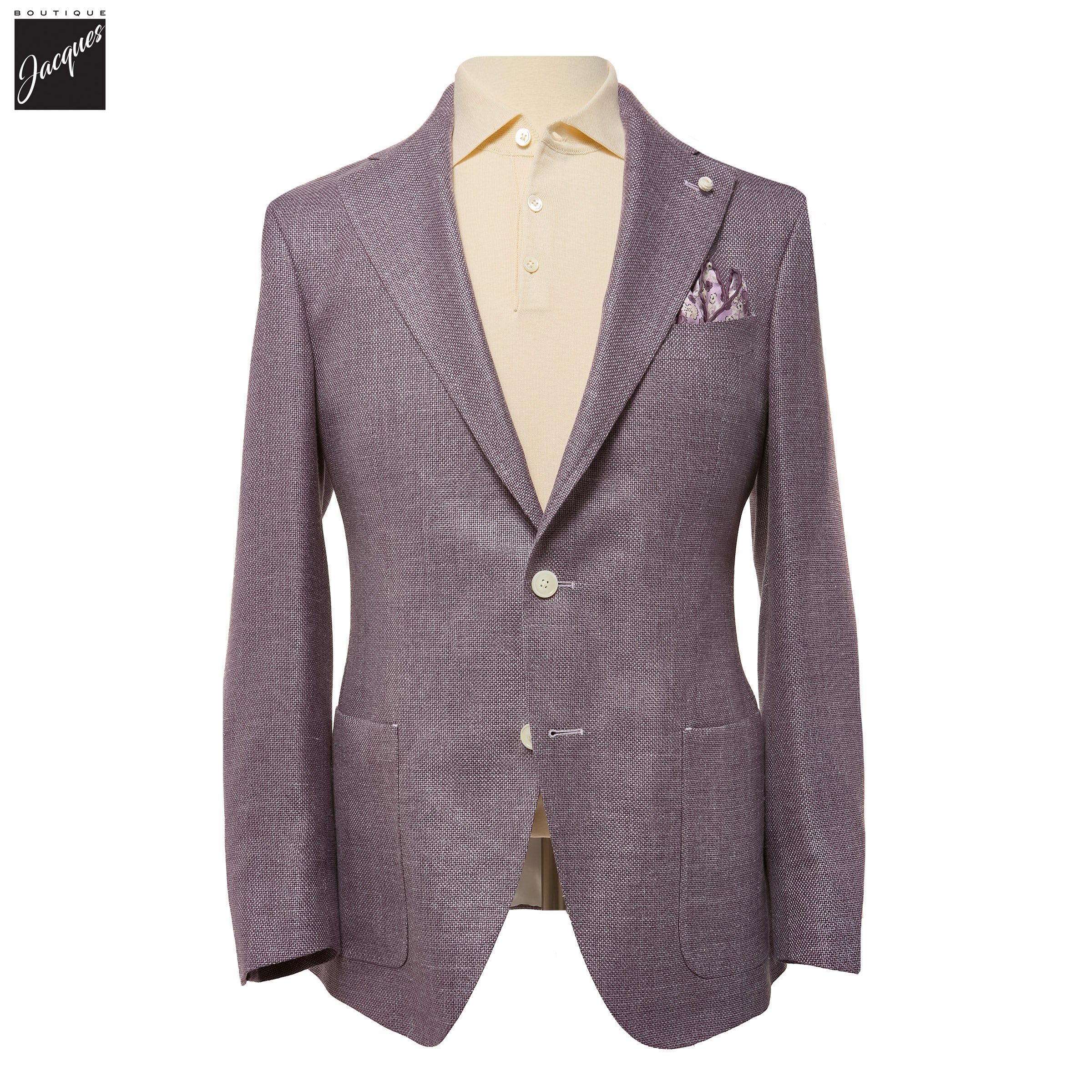 Lavender Solid Wool/Silk/Linen Dream Fit Sport Jacket - Luigi Bianchi
