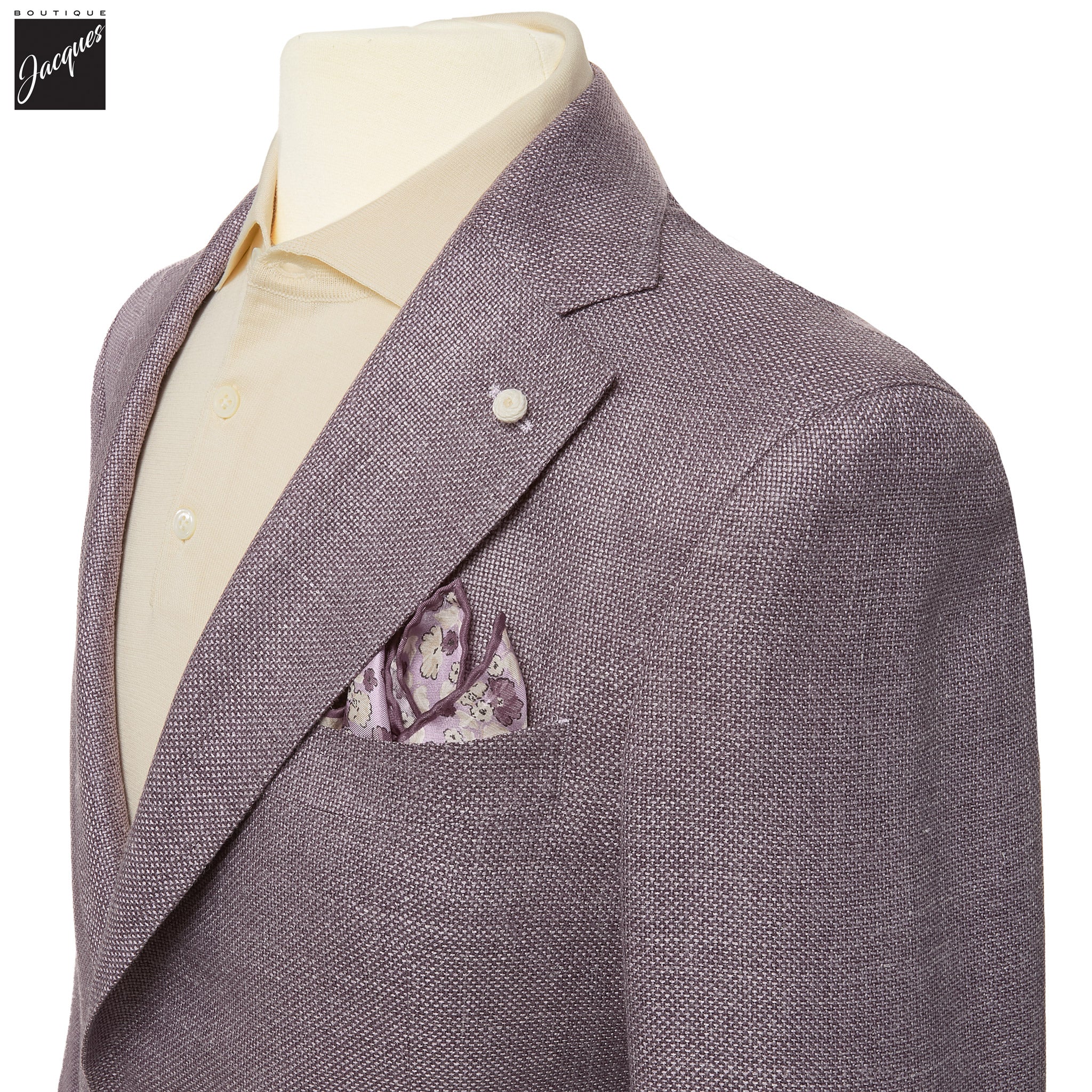 Lavender Solid Wool/Silk/Linen Dream Fit Sport Jacket - Luigi Bianchi - Image 2