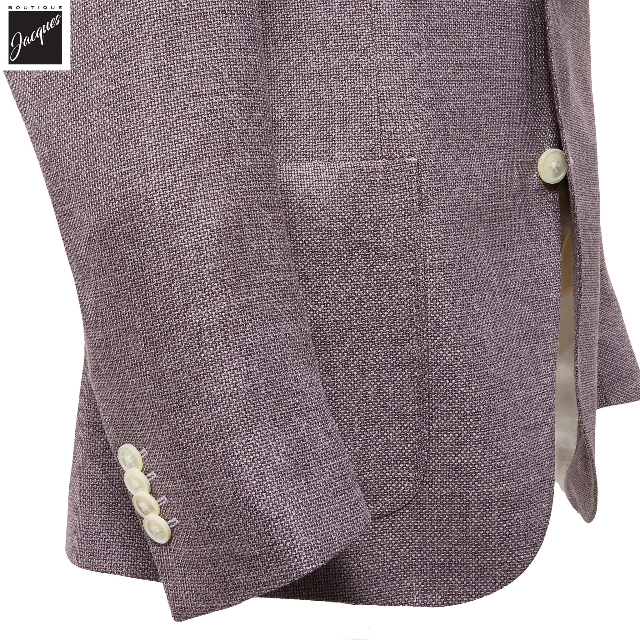 Lavender Solid Wool/Silk/Linen Dream Fit Sport Jacket - Luigi Bianchi - Image 3