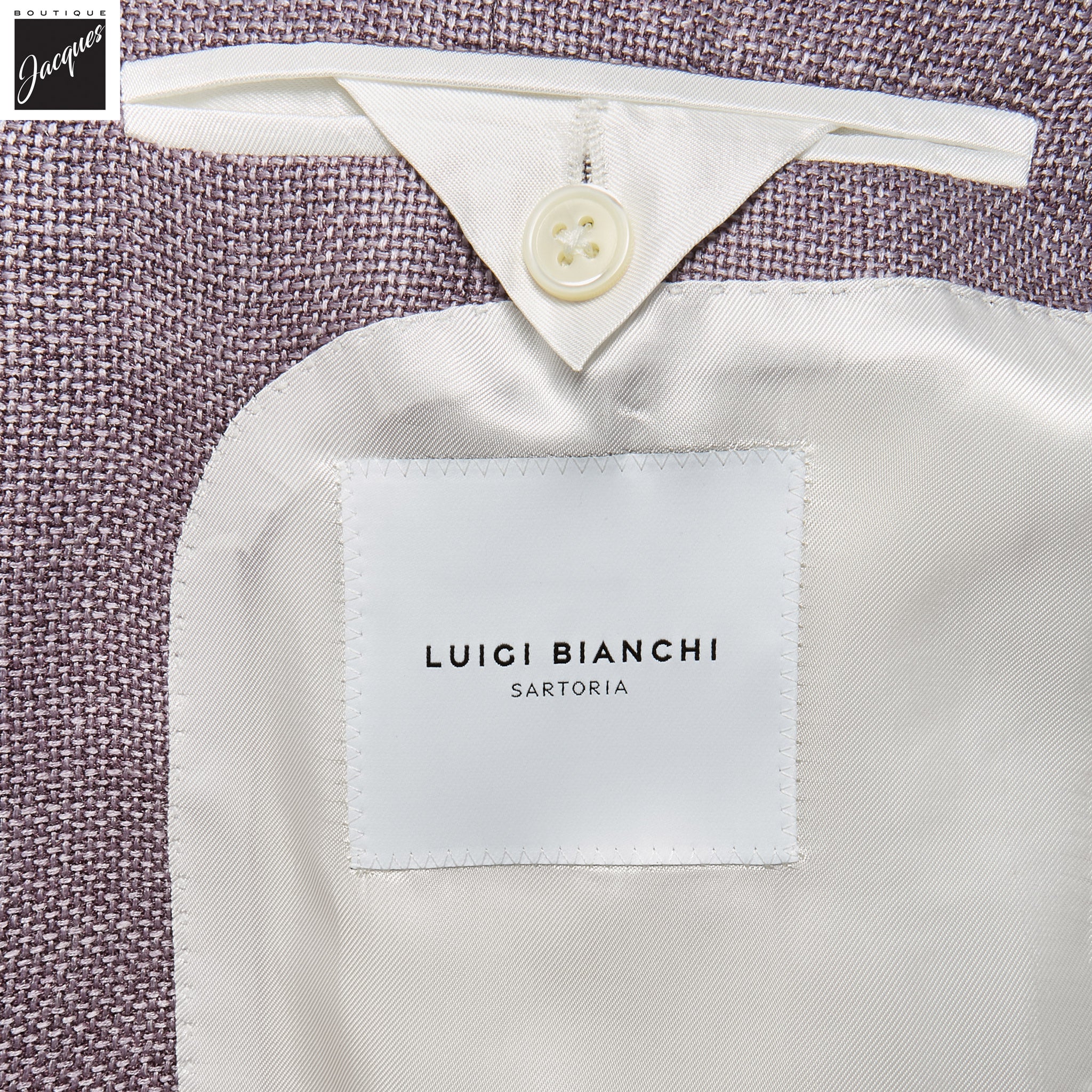 Lavender Solid Wool/Silk/Linen Dream Fit Sport Jacket - Luigi Bianchi - Image 4