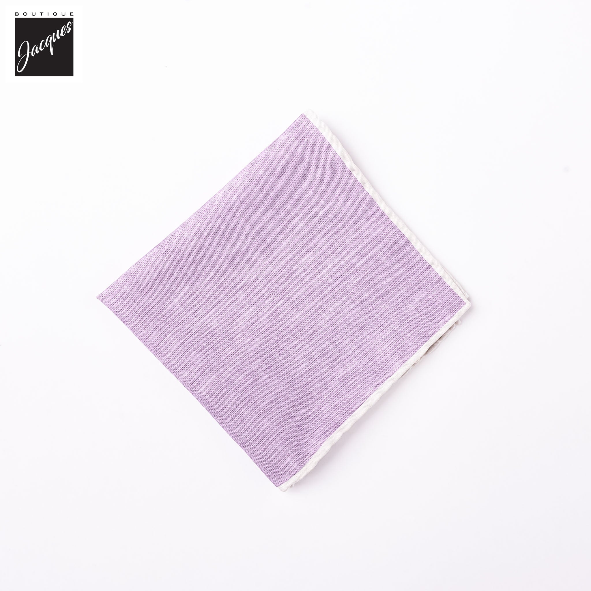 Lavender w/ Ivory Trim Cotton-Silk Reversible Pocket Square - Paolo Albizzati - Image 3