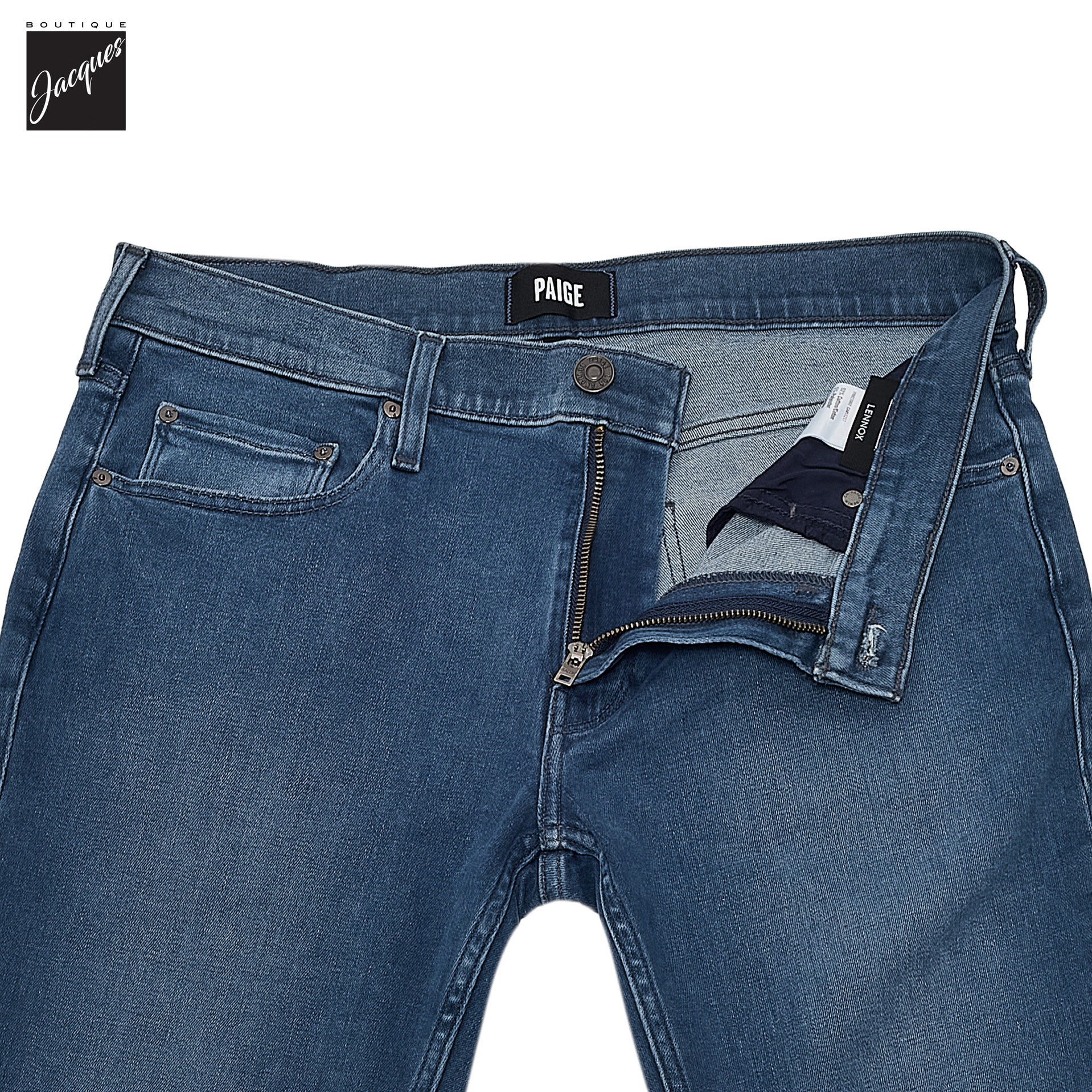 Lennox - Orin - Blue Mid Wash Slim Fit Vintage Transcend Jeans - PAIGE - Image 4