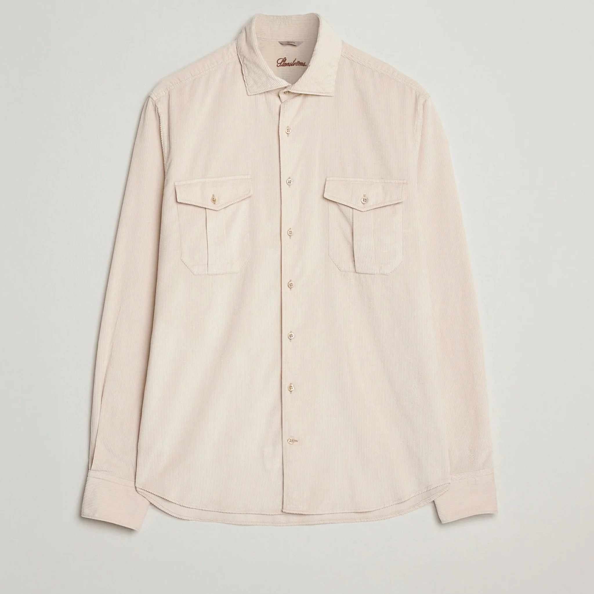 Light Beige Corduroy Slimline Overshirt - Stenströms - Image 3