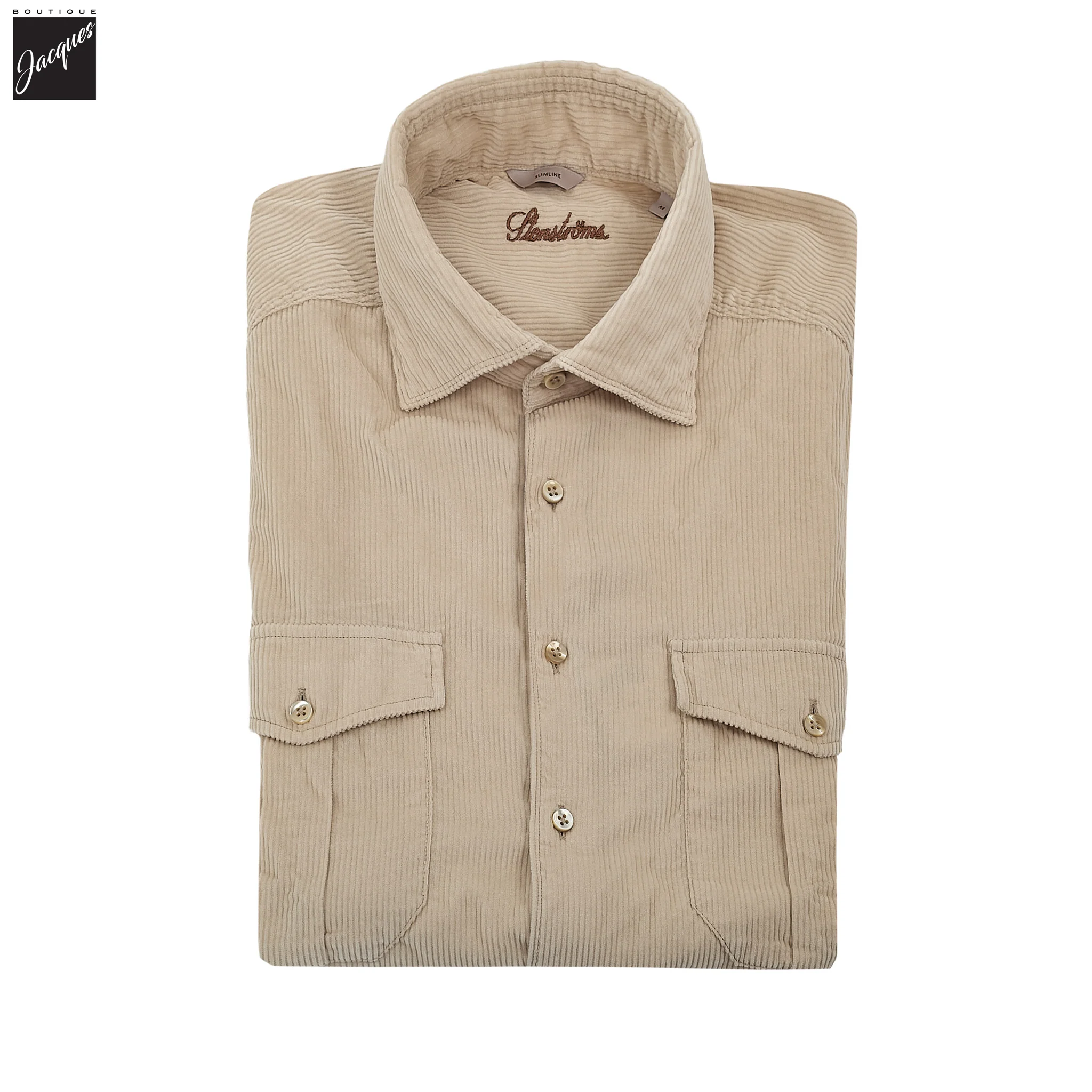 Light Beige Corduroy Slimline Overshirt - Stenströms - Image 4