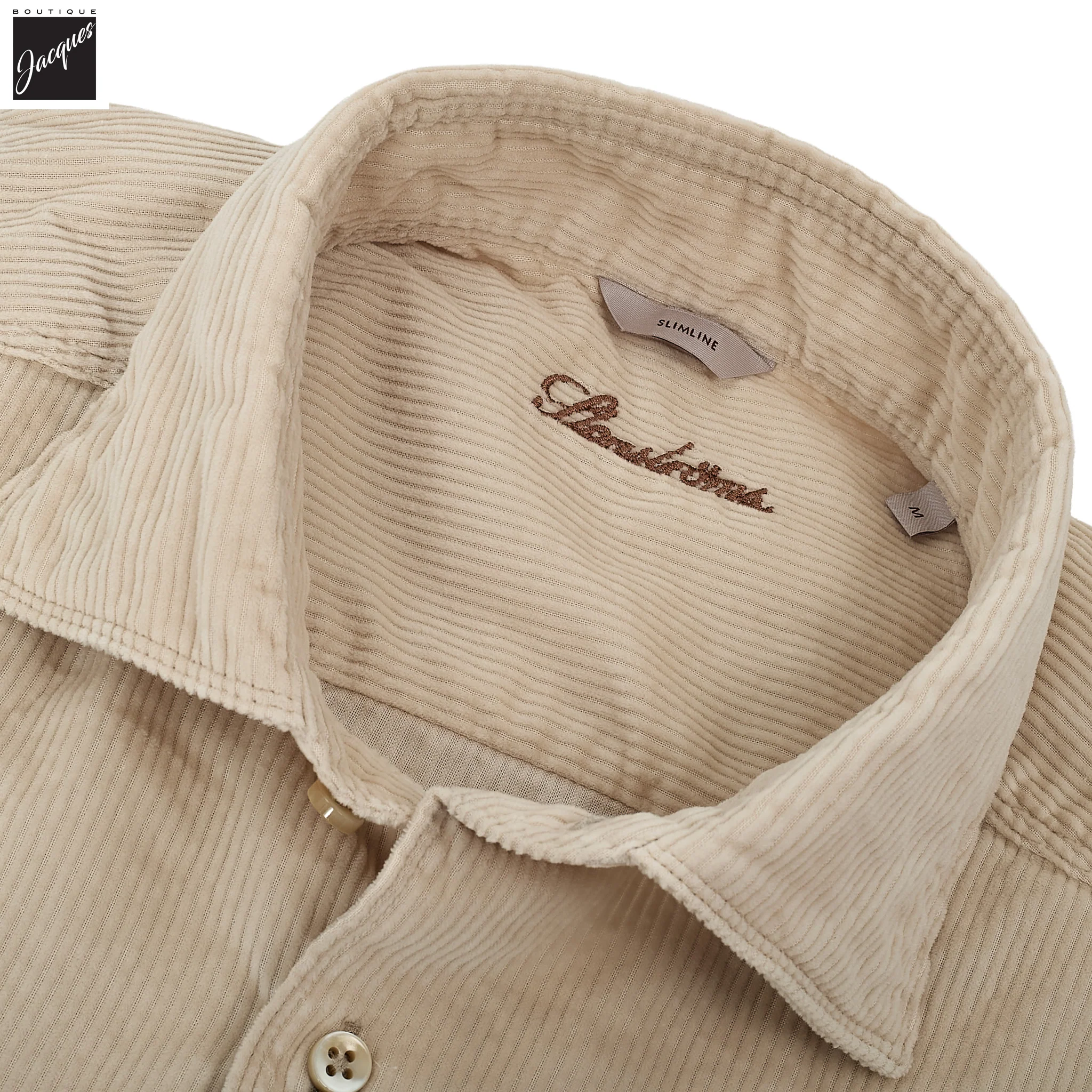 Light Beige Corduroy Slimline Overshirt - Stenströms - Image 5