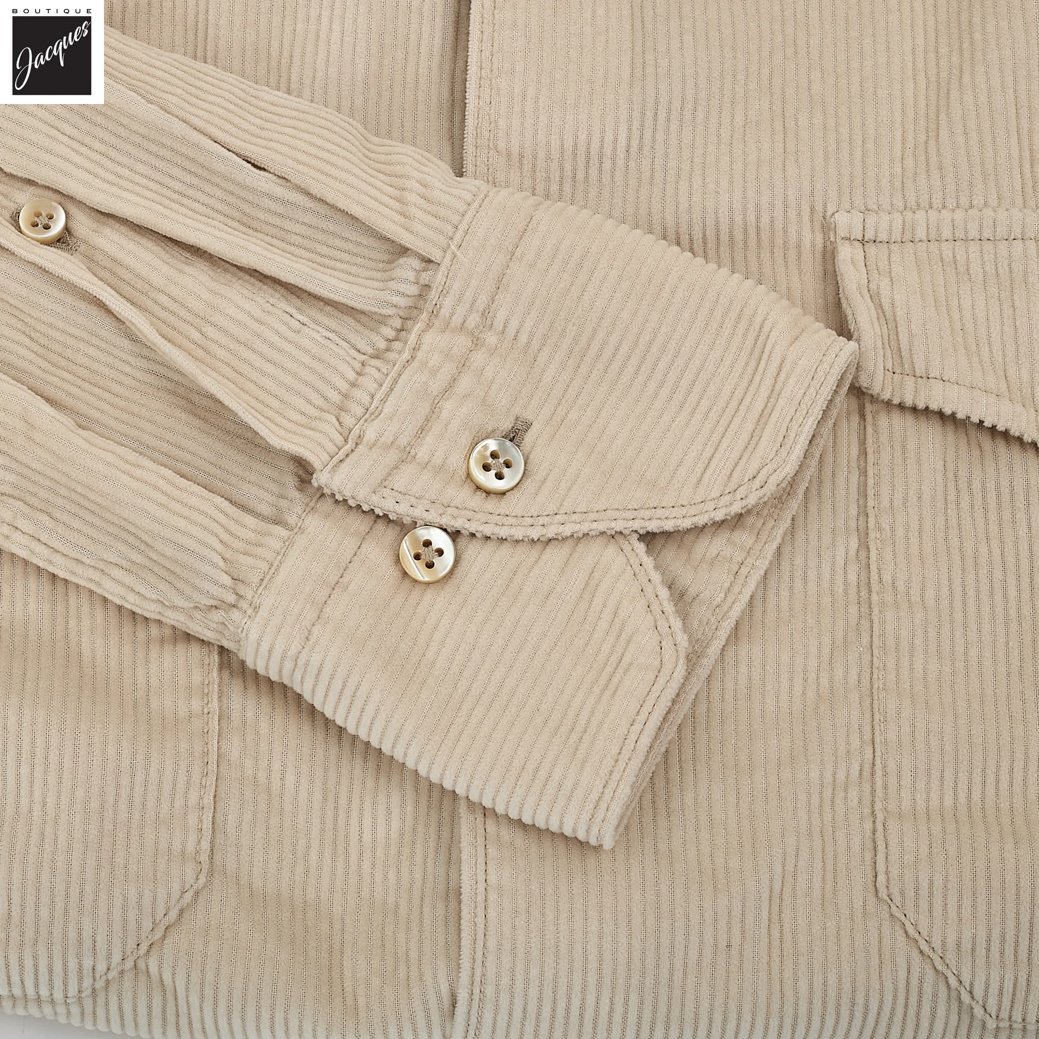 Light Beige Corduroy Slimline Overshirt - Stenströms - Image 6
