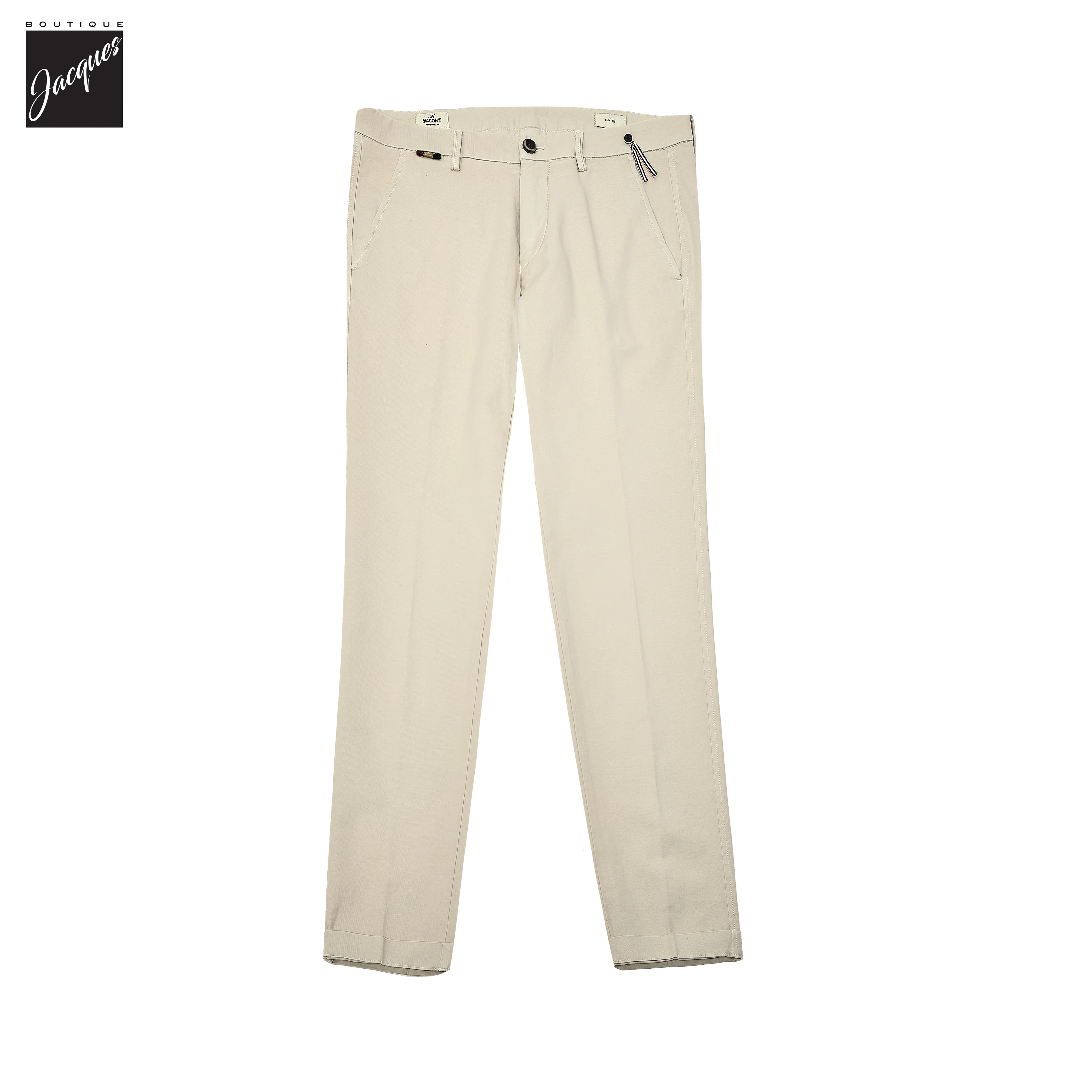 Light Beige Gaberdine Stretch Torino Slim Fit Chino Pants - Mason's - Image 2