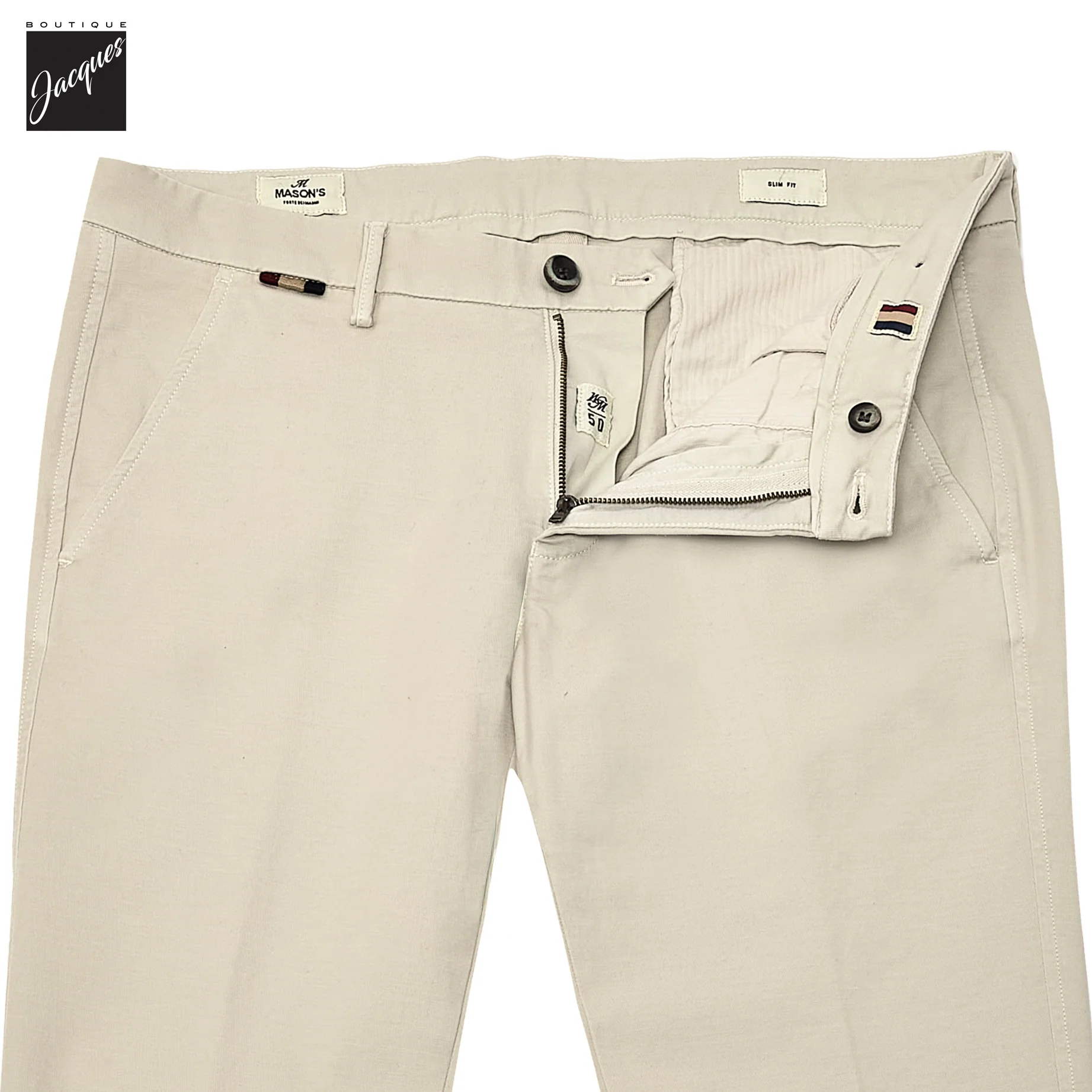 Light Beige Gaberdine Stretch Torino Slim Fit Chino Pants - Mason's - Image 5