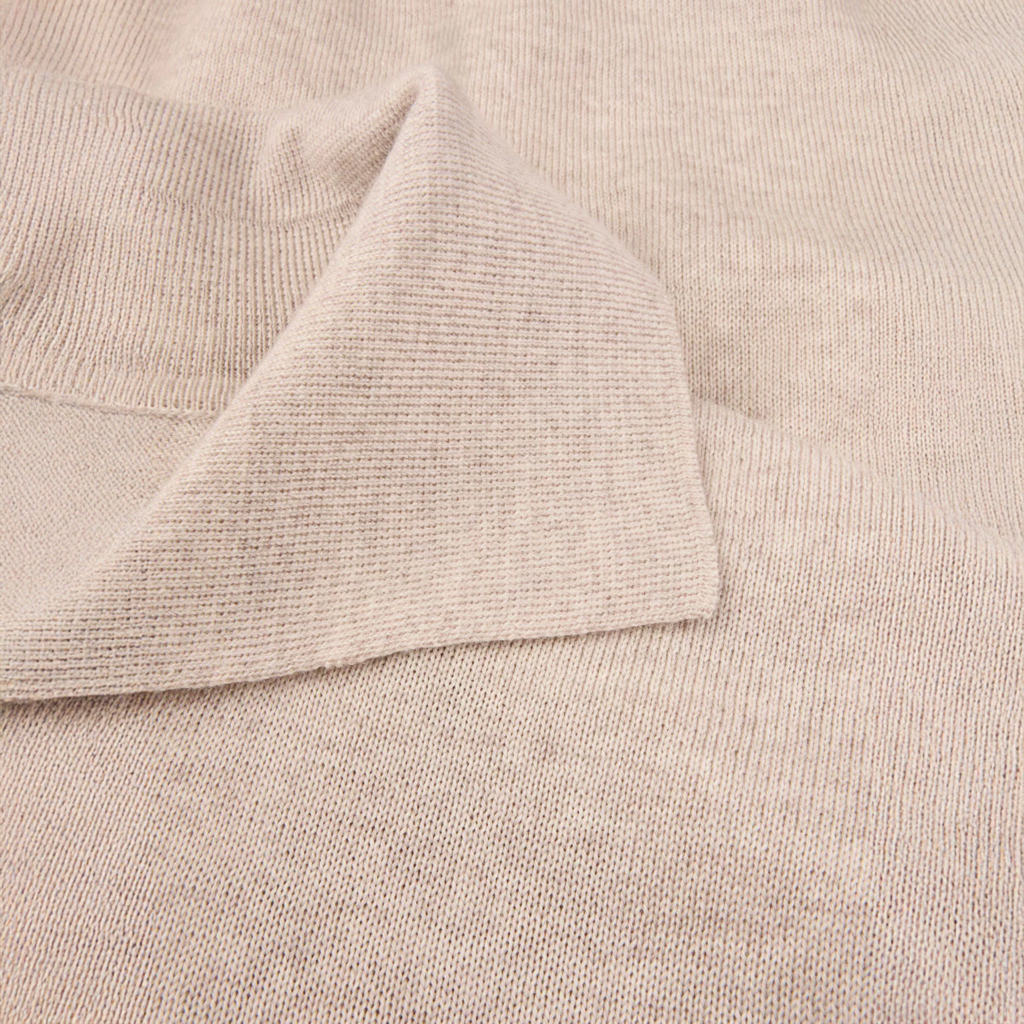 Light Beige Merino Wool Polo Cardigan - Stenstroms - Image 3