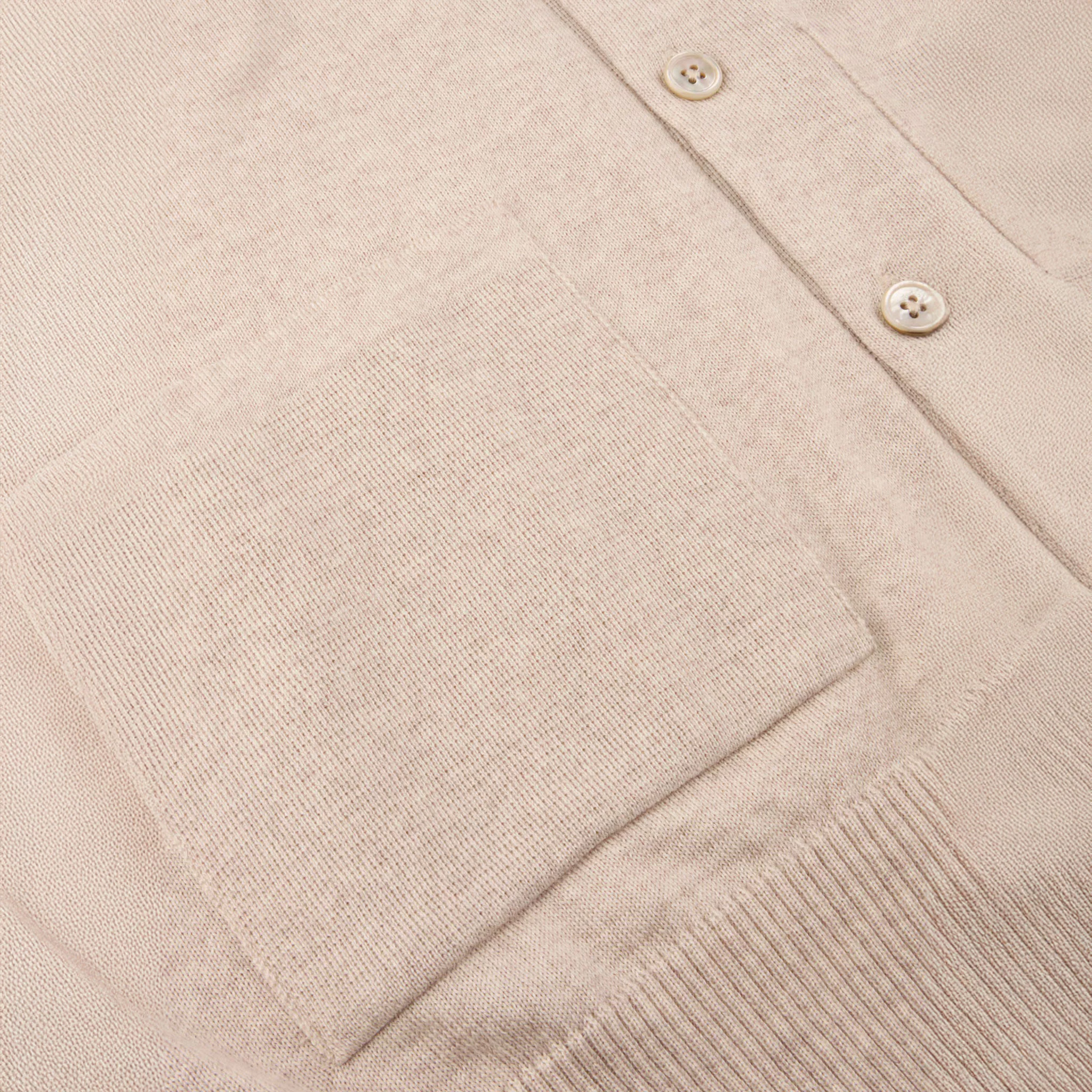 Light Beige Merino Wool Polo Cardigan - Stenstroms - Image 4