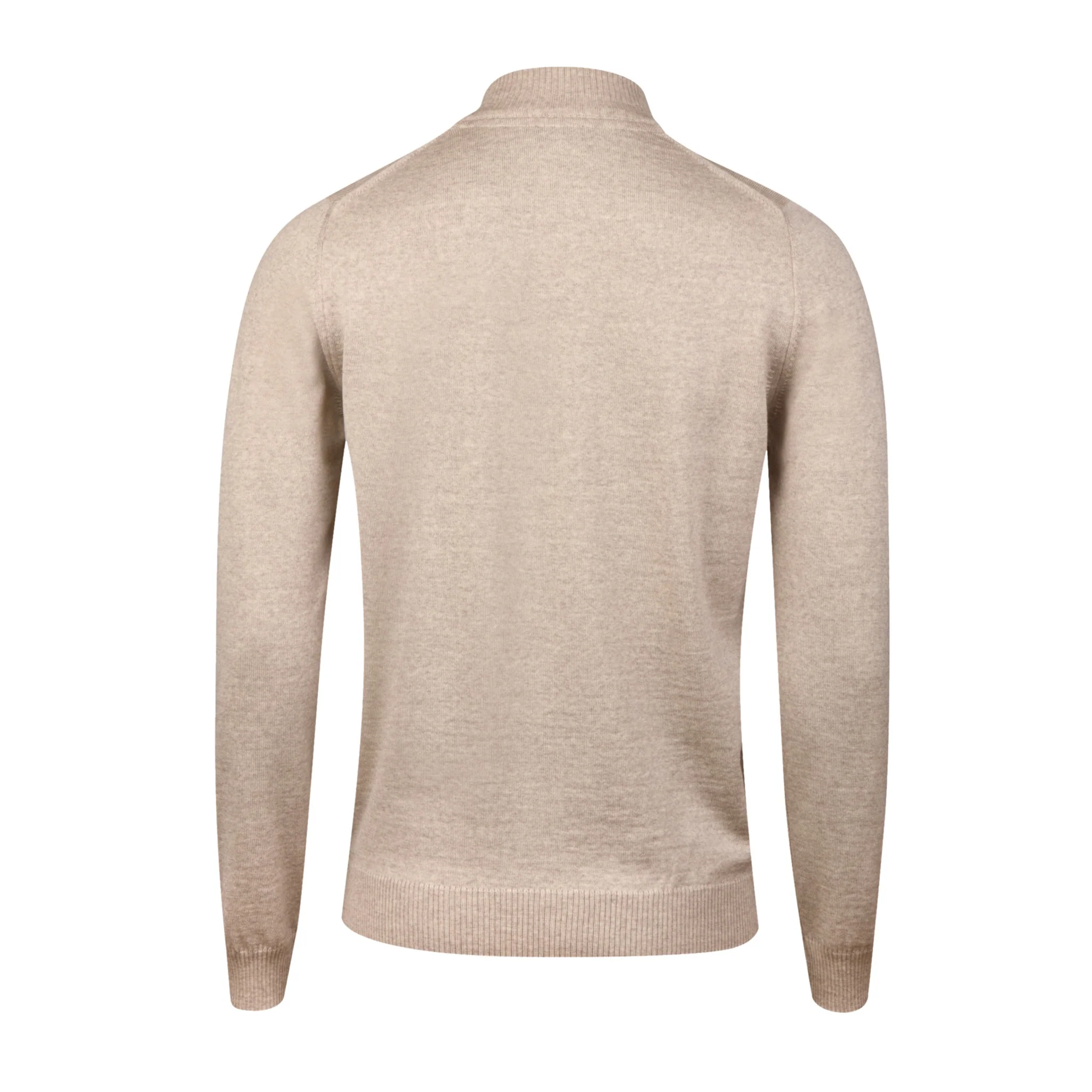 Light Beige Merino Wool Half Zip Sweater - Stenströms - Image 2