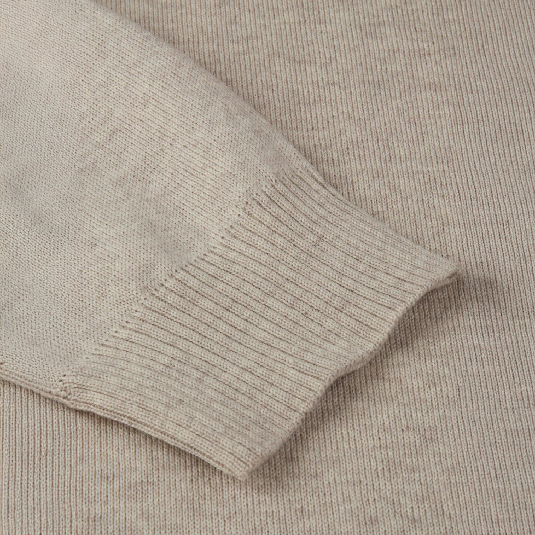Light Beige Merino Wool Half Zip Sweater - Stenströms - Image 4