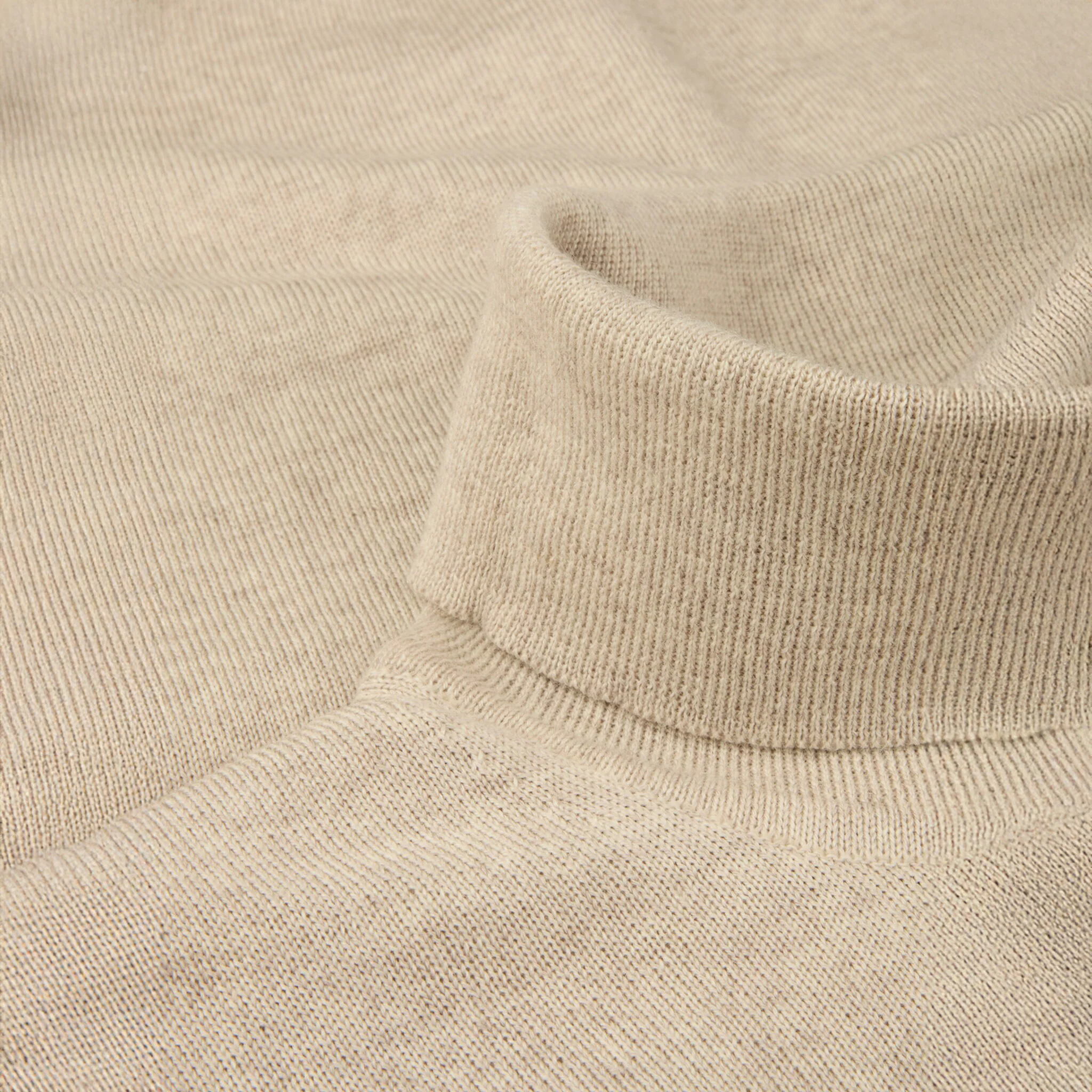 Light Beige Merino Wool Roll Neck - Stenströms - Image 3