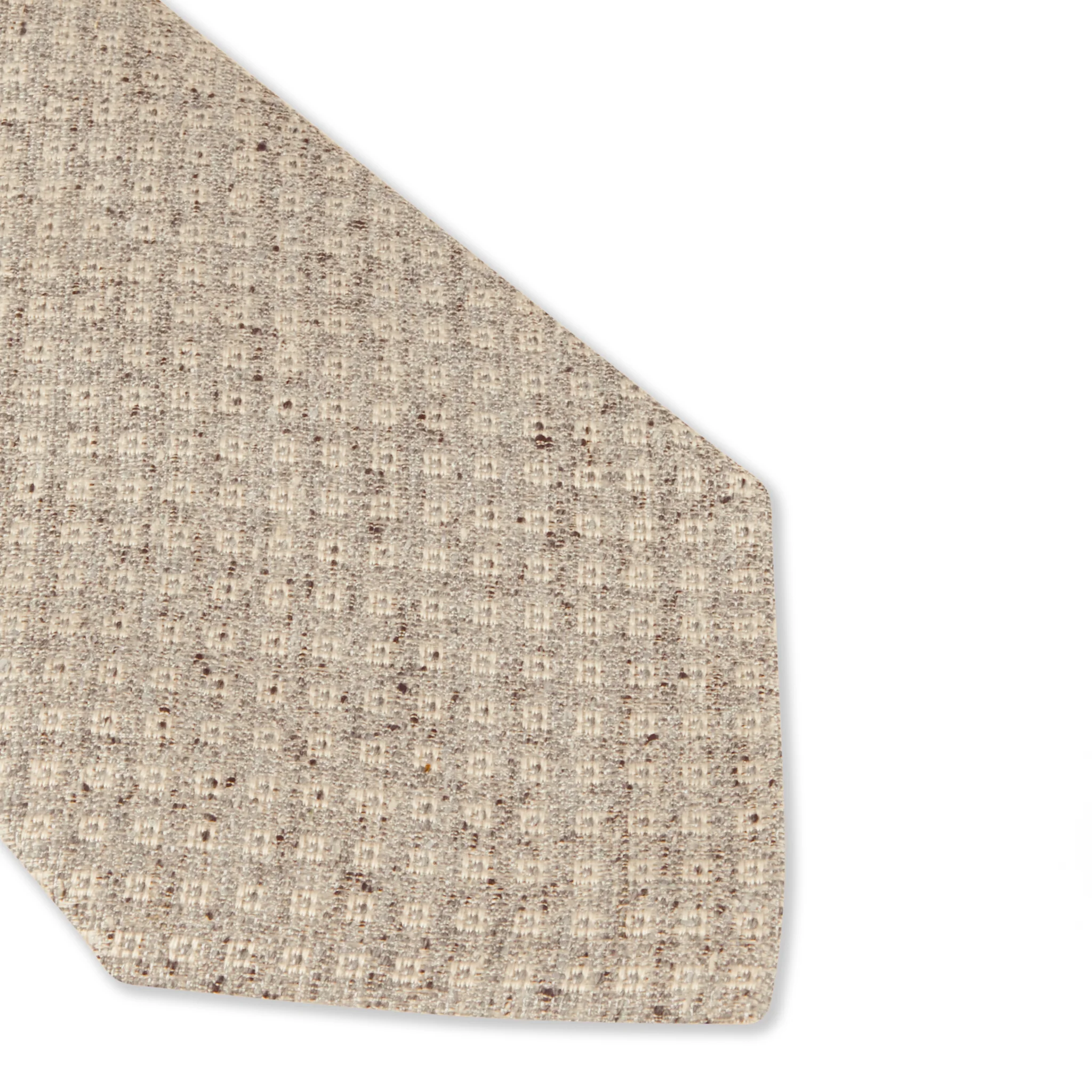 Light Beige Micro Diamond Patterned Woven Silk Tie - Stenströms - Image 3