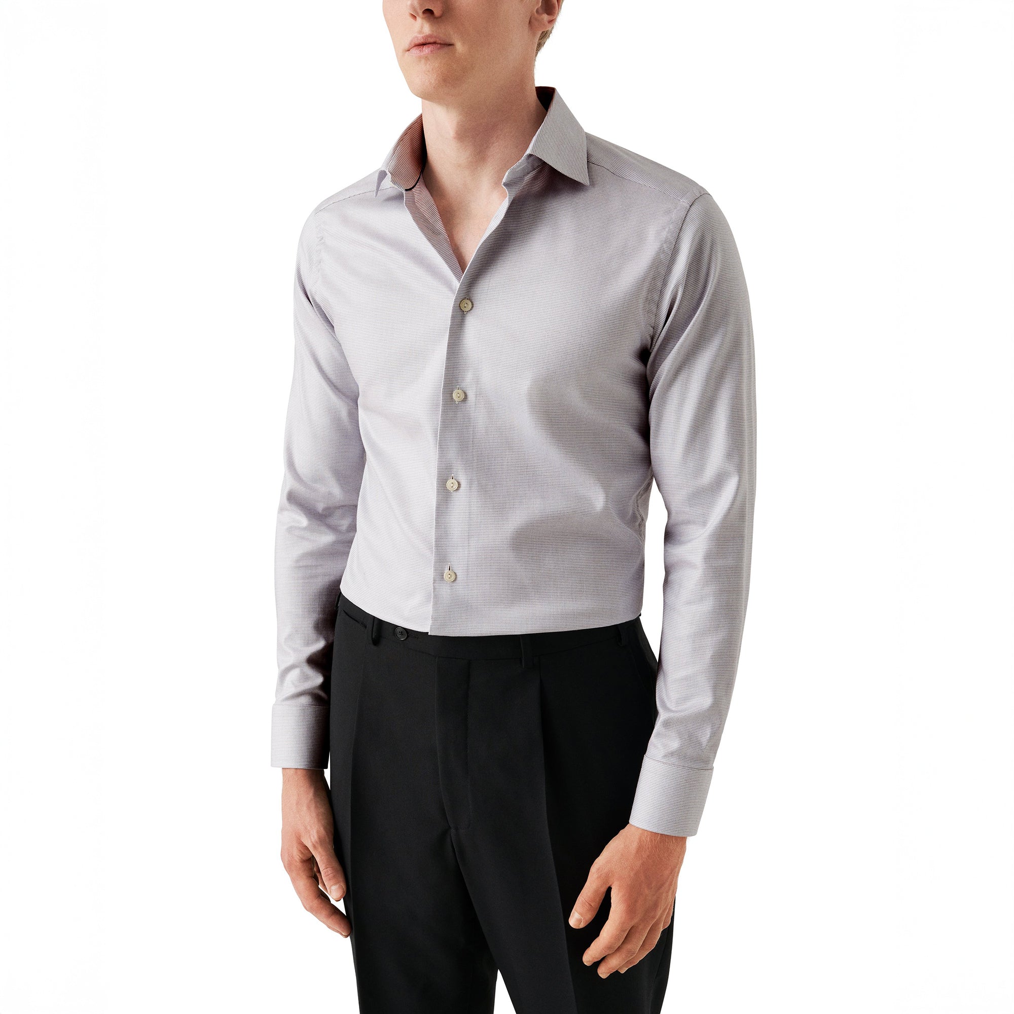 Pale Beige Semi Solid Cotton Tencel™ Lyocell Contemporary Fit Shirt - ETON - Image 2