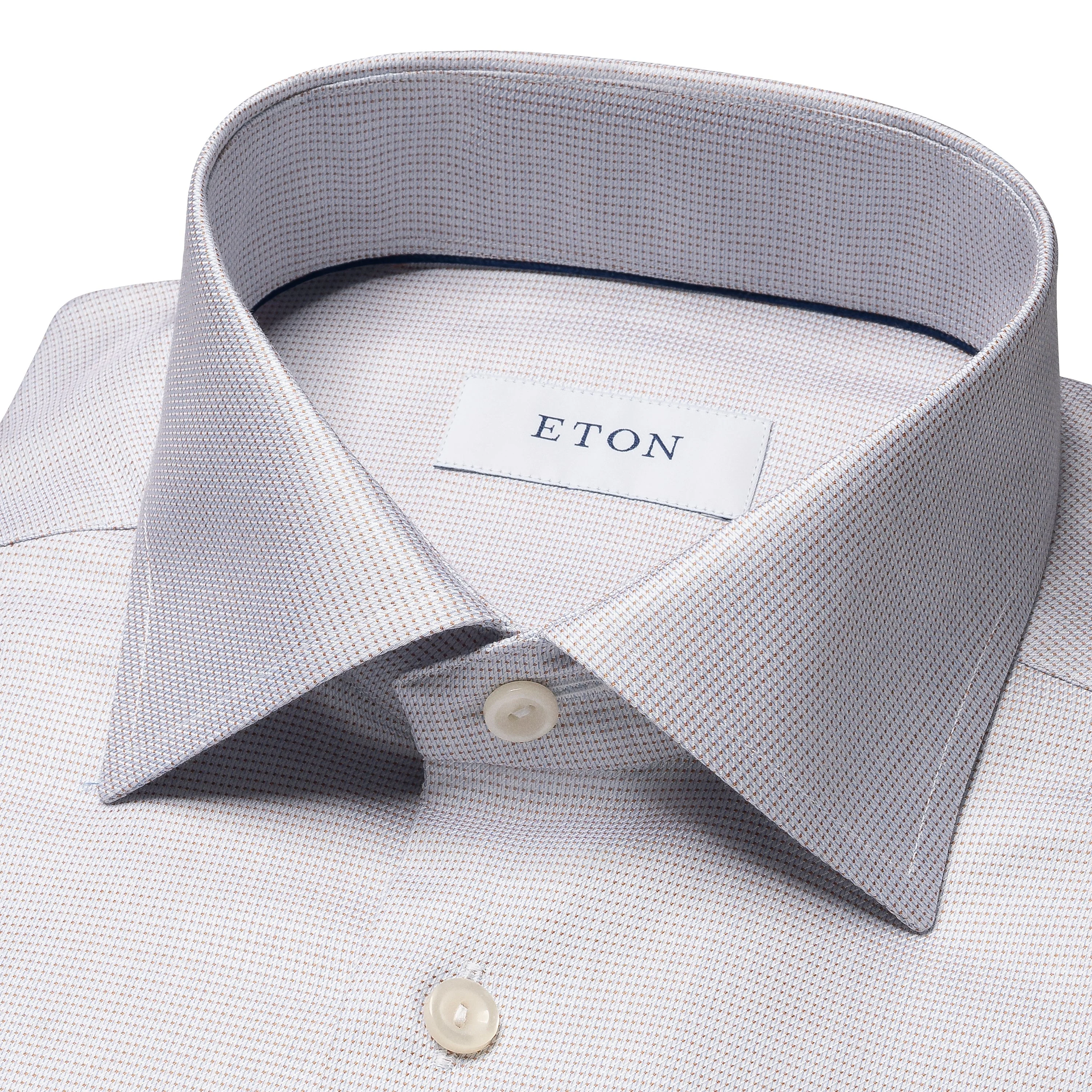 Pale Beige Semi Solid Cotton Tencel™ Lyocell Contemporary Fit Shirt - ETON - Image 4