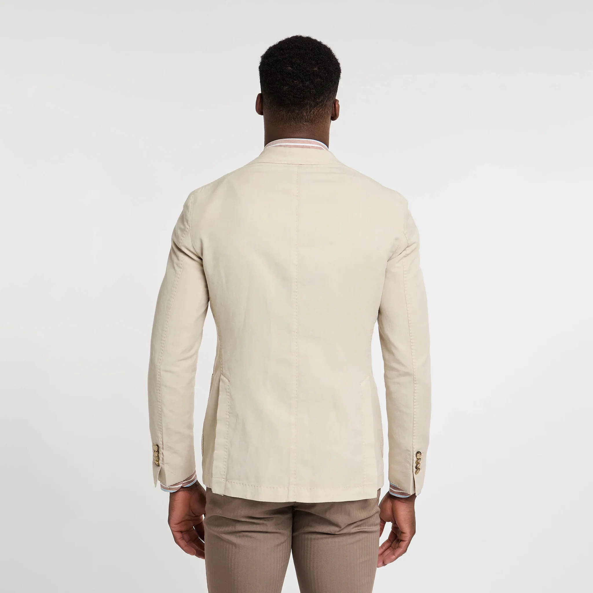Light Beige Solid Lyocell-Linen-Cotton Unlined Sport Jacket - L.B.M 1911 - Image 10