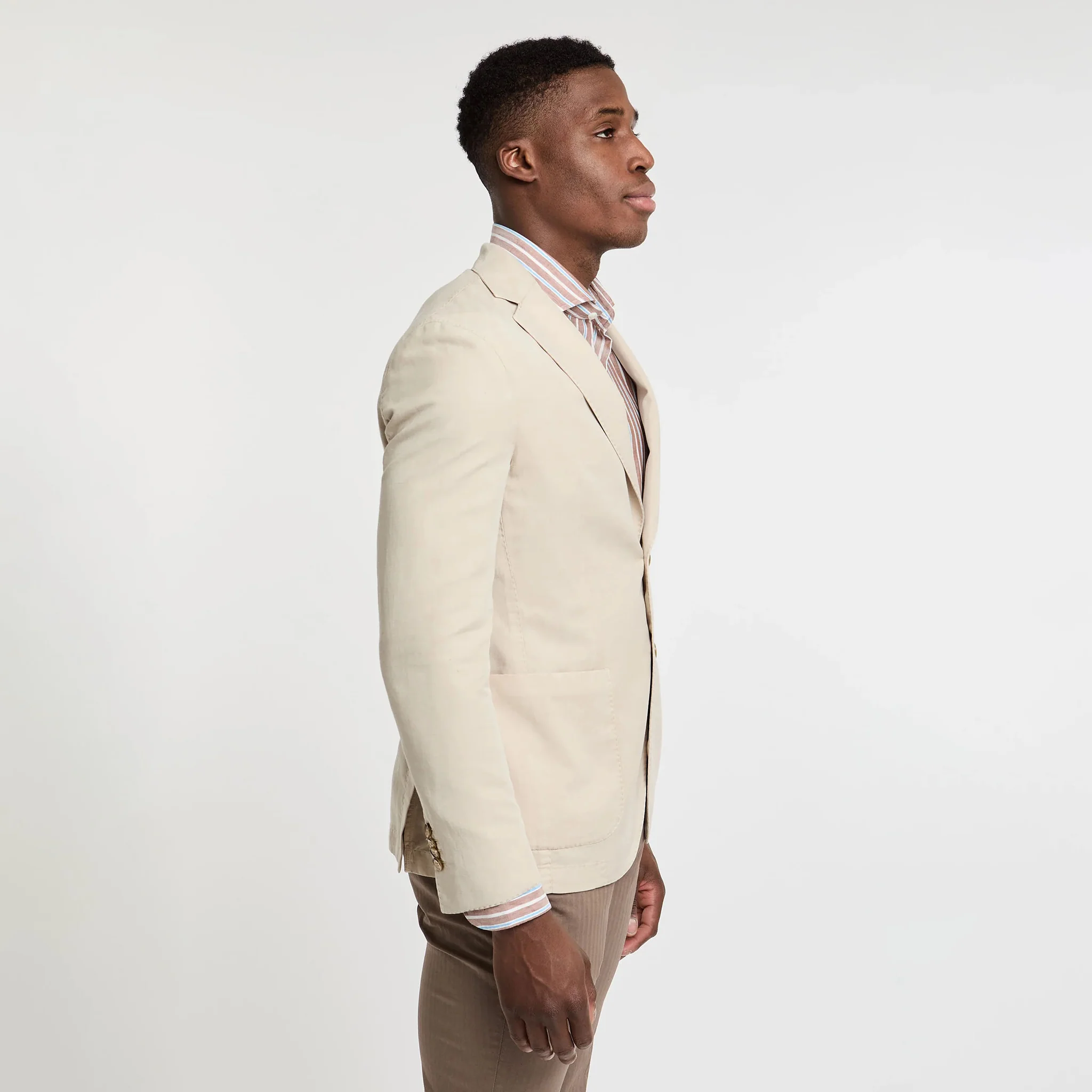 Light Beige Solid Lyocell-Linen-Cotton Unlined Sport Jacket - L.B.M 1911 - Image 11