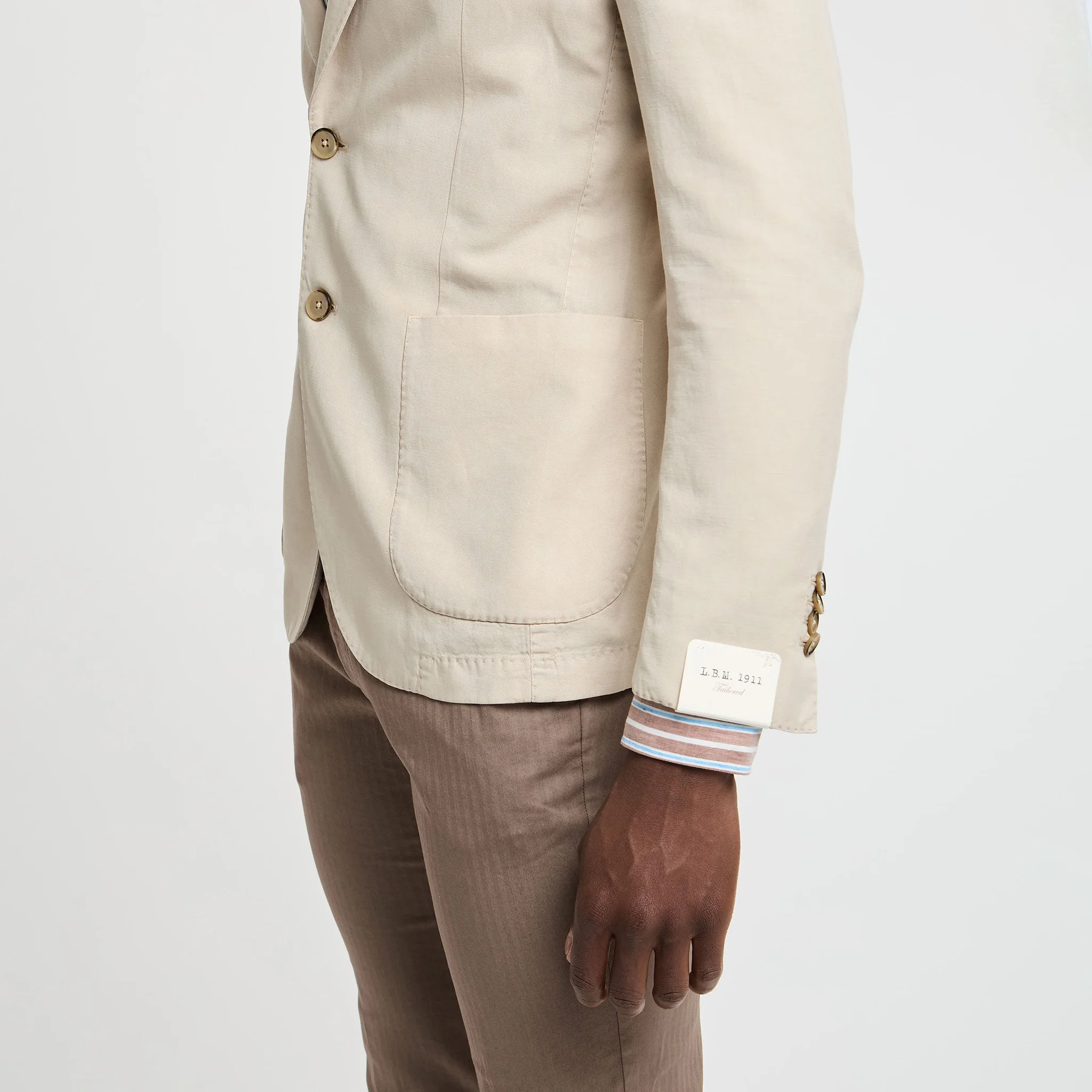 Light Beige Solid Lyocell-Linen-Cotton Unlined Sport Jacket - L.B.M 1911 - Image 12
