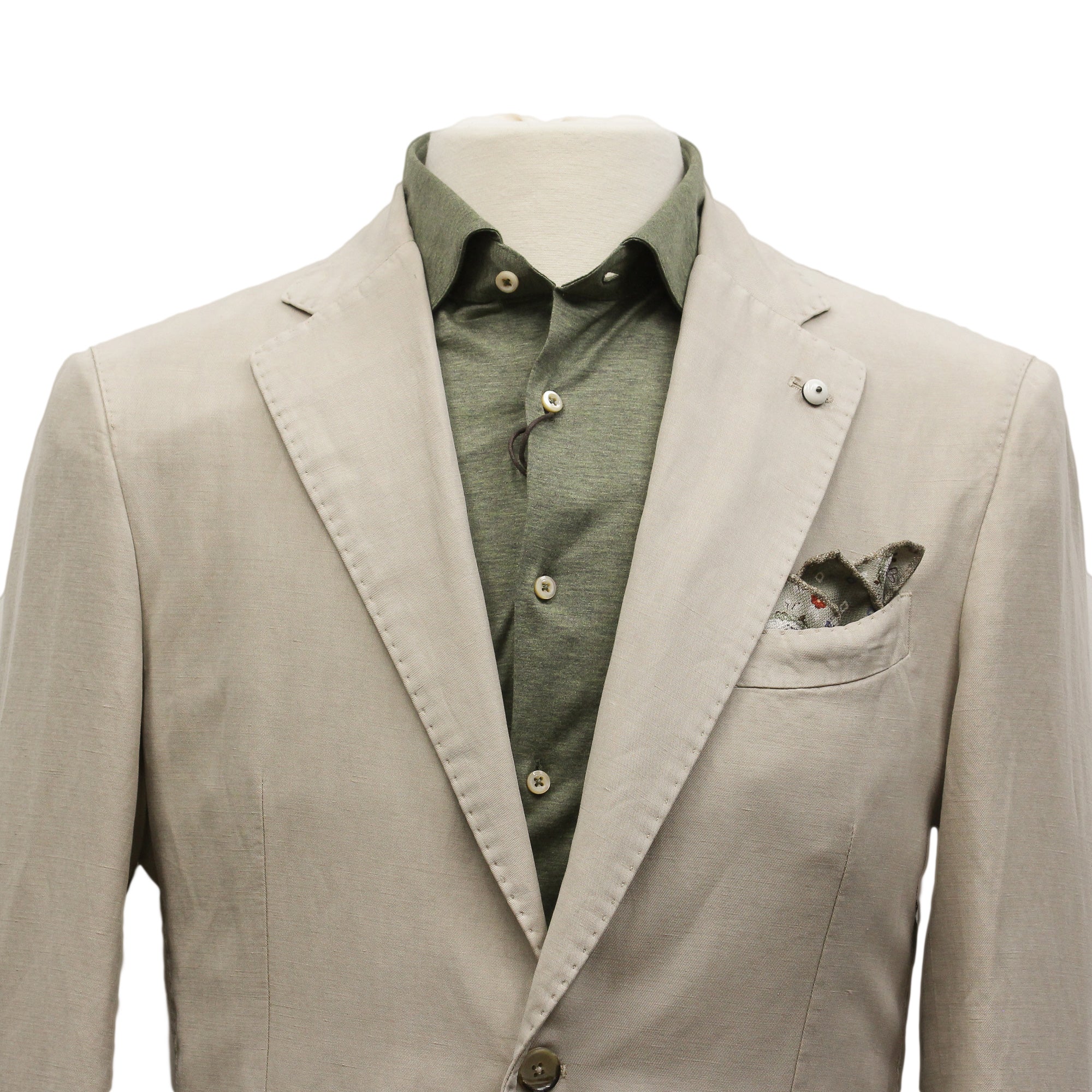 Light Beige Solid Lyocell-Linen-Cotton Unlined Sport Jacket - L.B.M 1911 - Image 6
