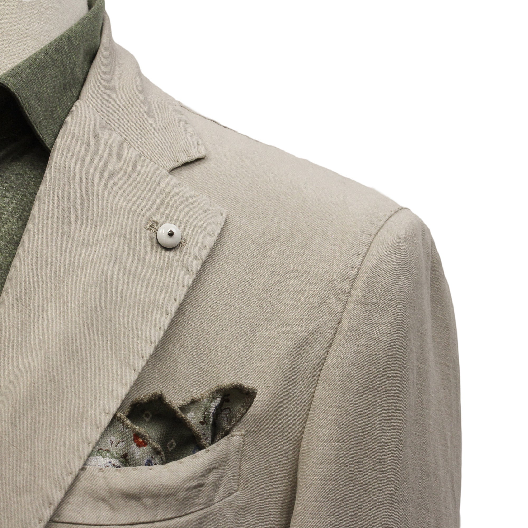 Light Beige Solid Lyocell-Linen-Cotton Unlined Sport Jacket - L.B.M 1911 - Image 7