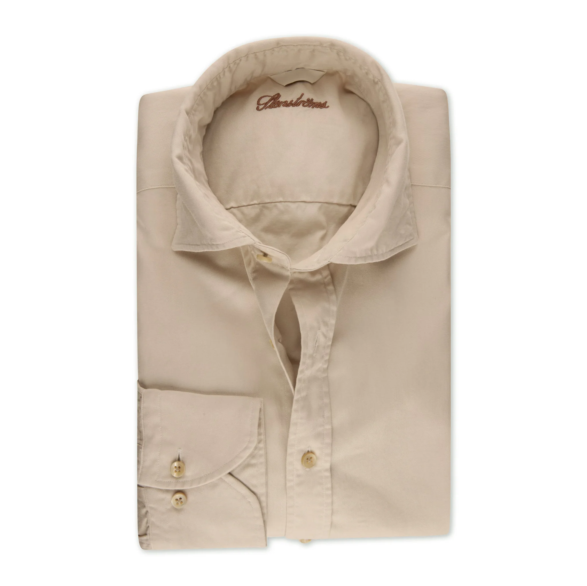 Light Beige Solid Lyocell Regular Fit Casual Shirt - Stenströms