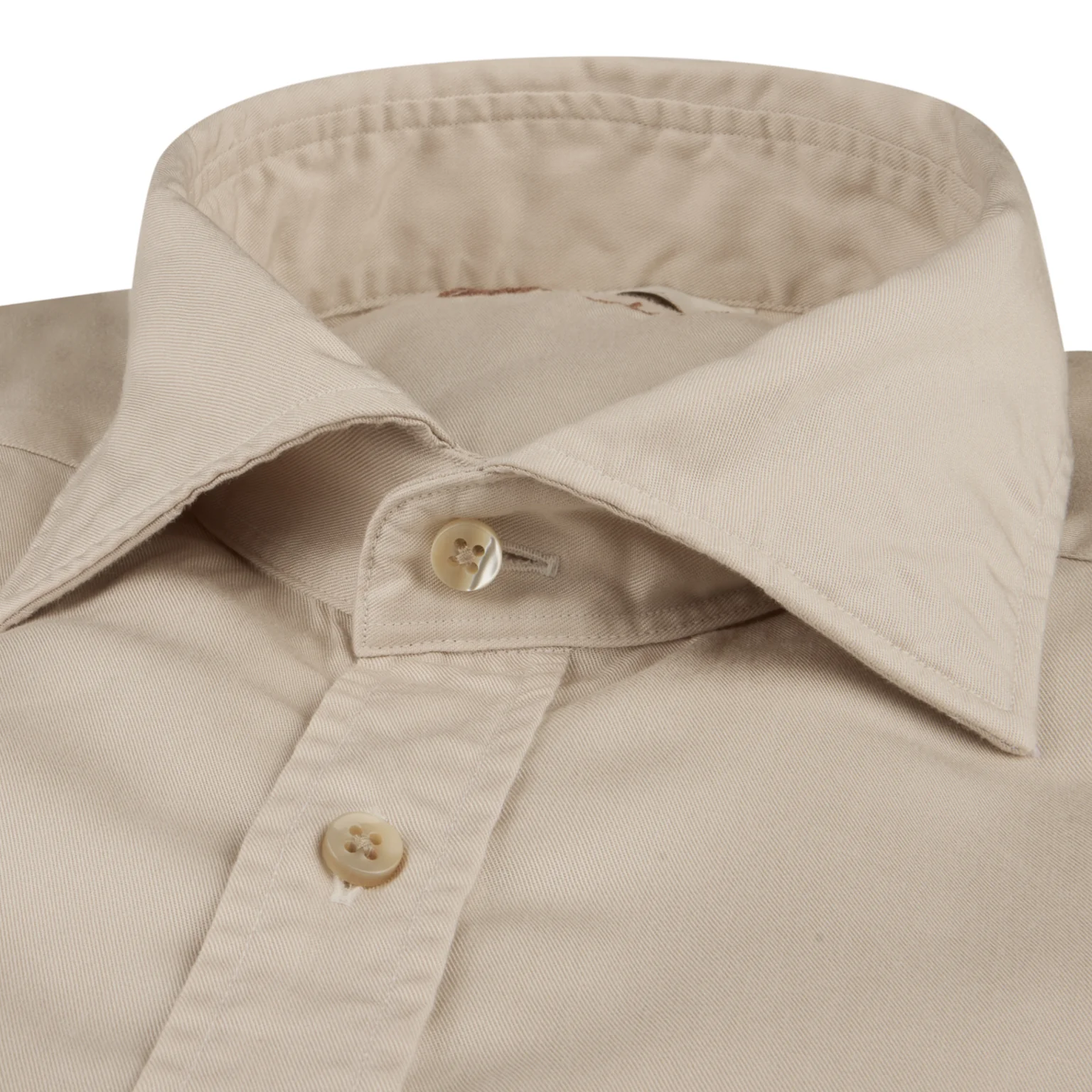 Light Beige Solid Lyocell Regular Fit Casual Shirt - Stenströms - Image 2