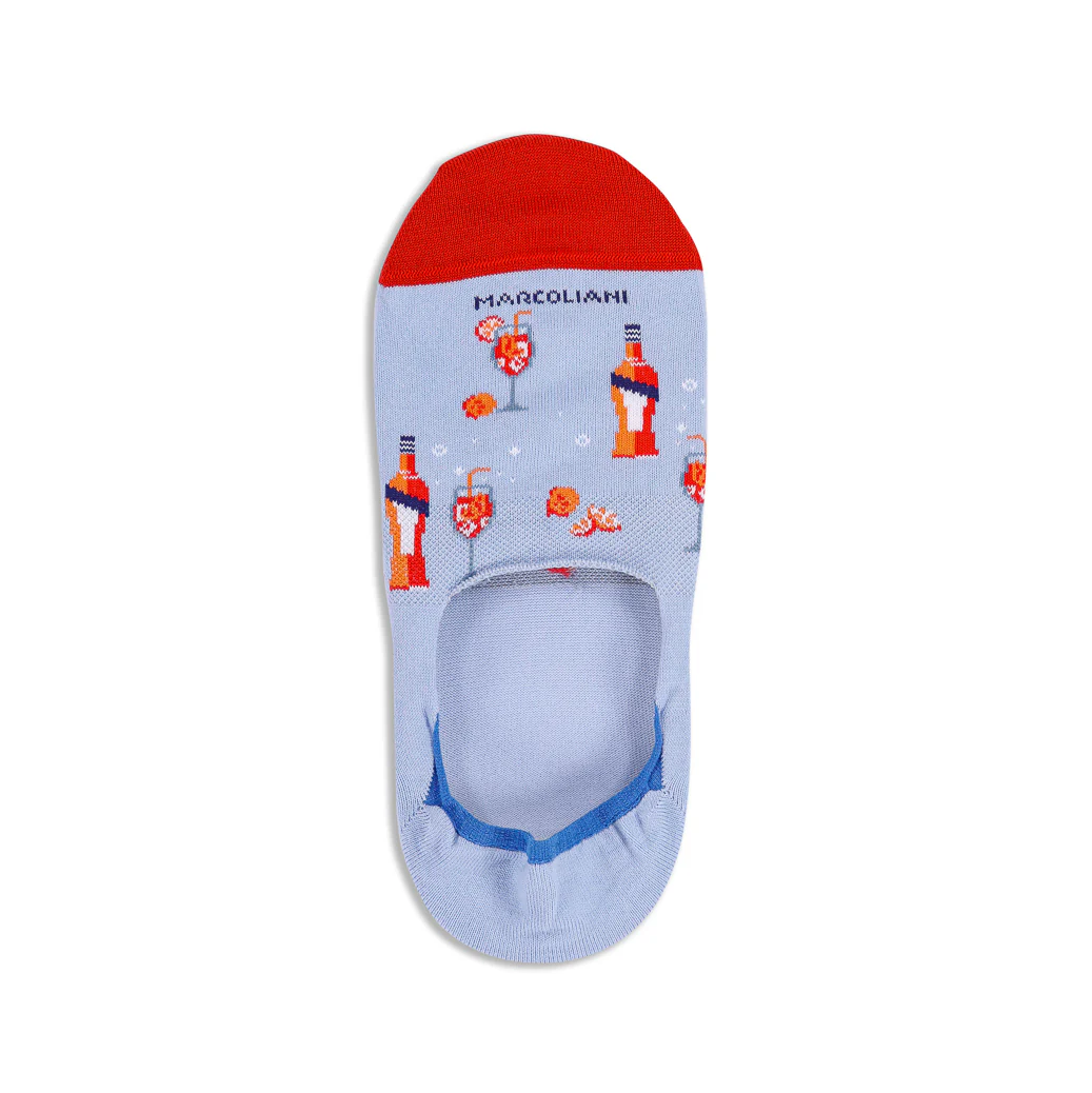 Light Blue Aperol Spritz Motif Invisible Touch No-Show Socks - Marcoliani