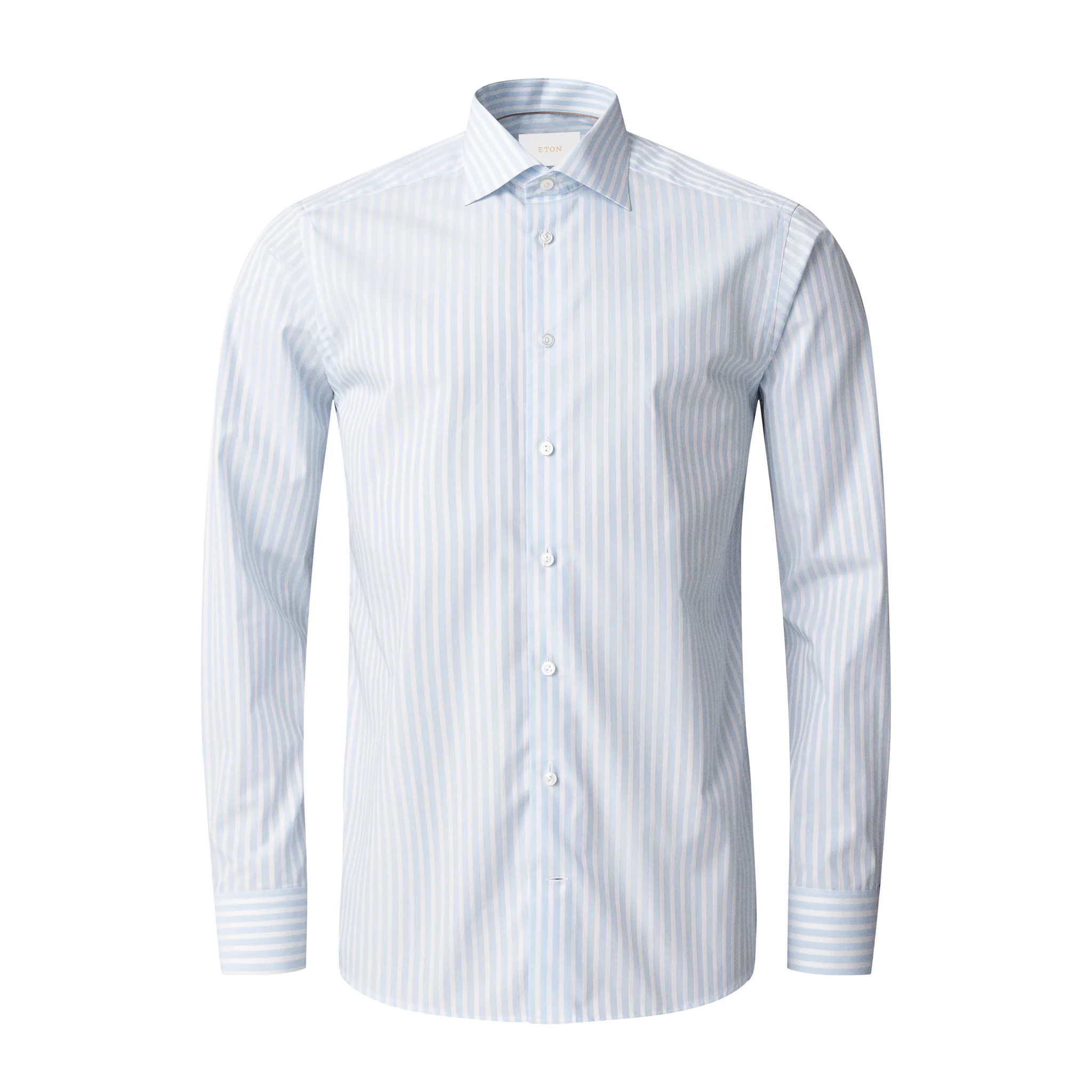 Light Blue Bengal Striped Elevated Piqué Cotton Slim Fit Shirt - ETON - Image 2
