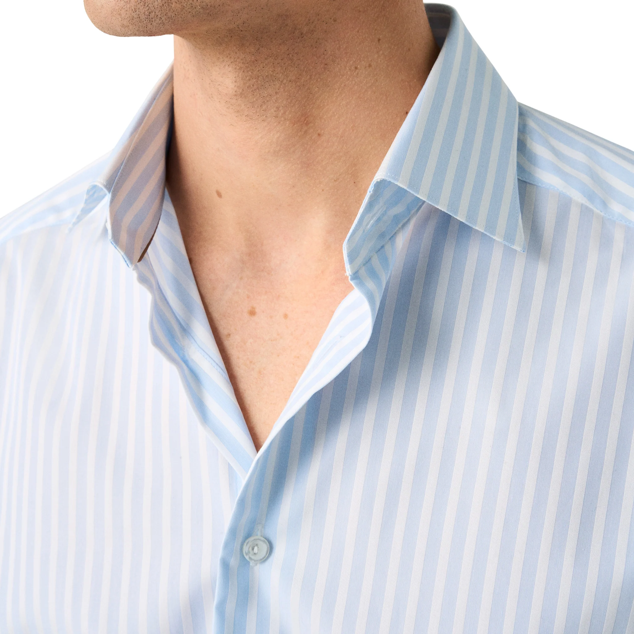 Light Blue Bengal Striped Elevated Piqué Cotton Slim Fit Shirt - ETON - Image 4