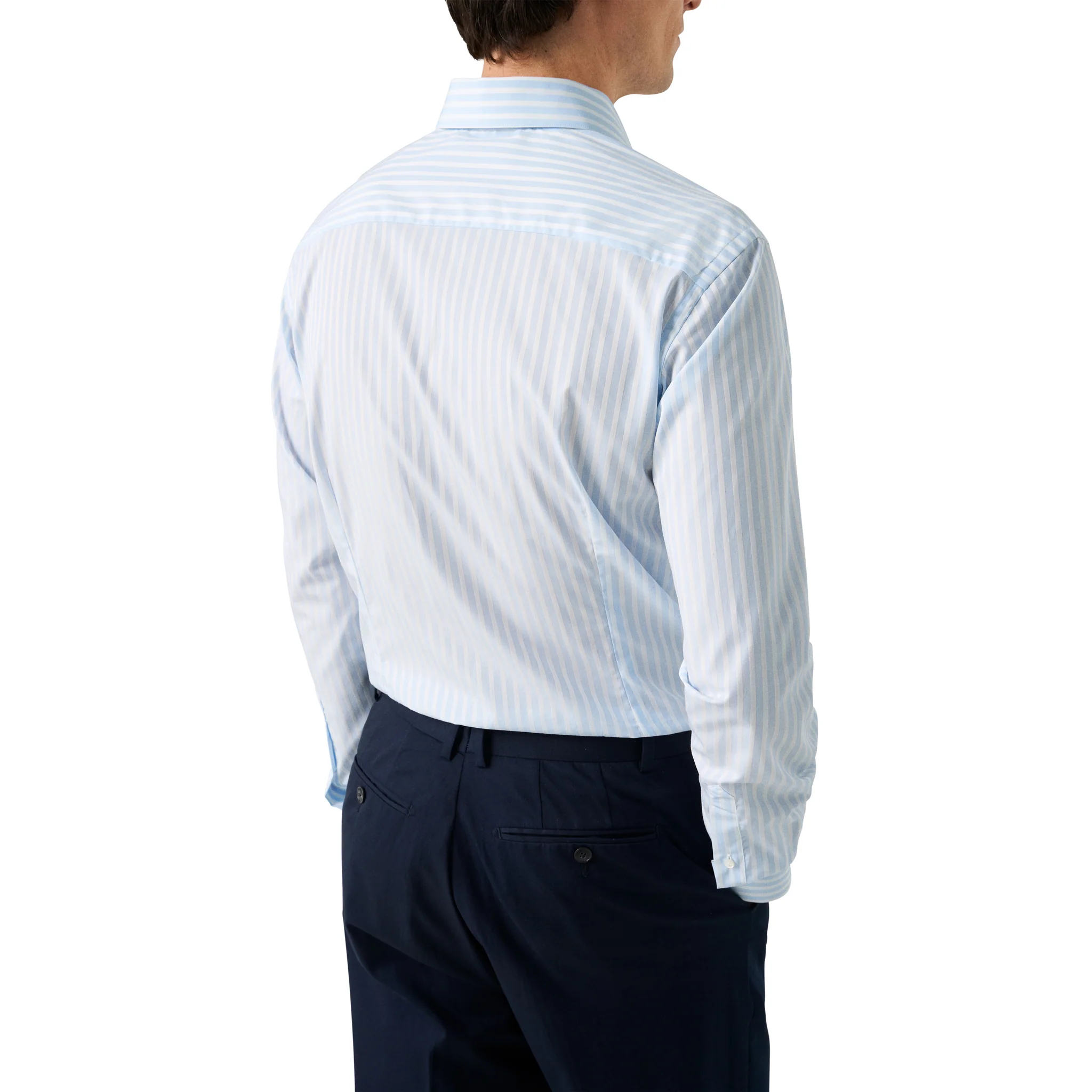 Light Blue Bengal Striped Elevated Piqué Cotton Slim Fit Shirt - ETON - Image 5
