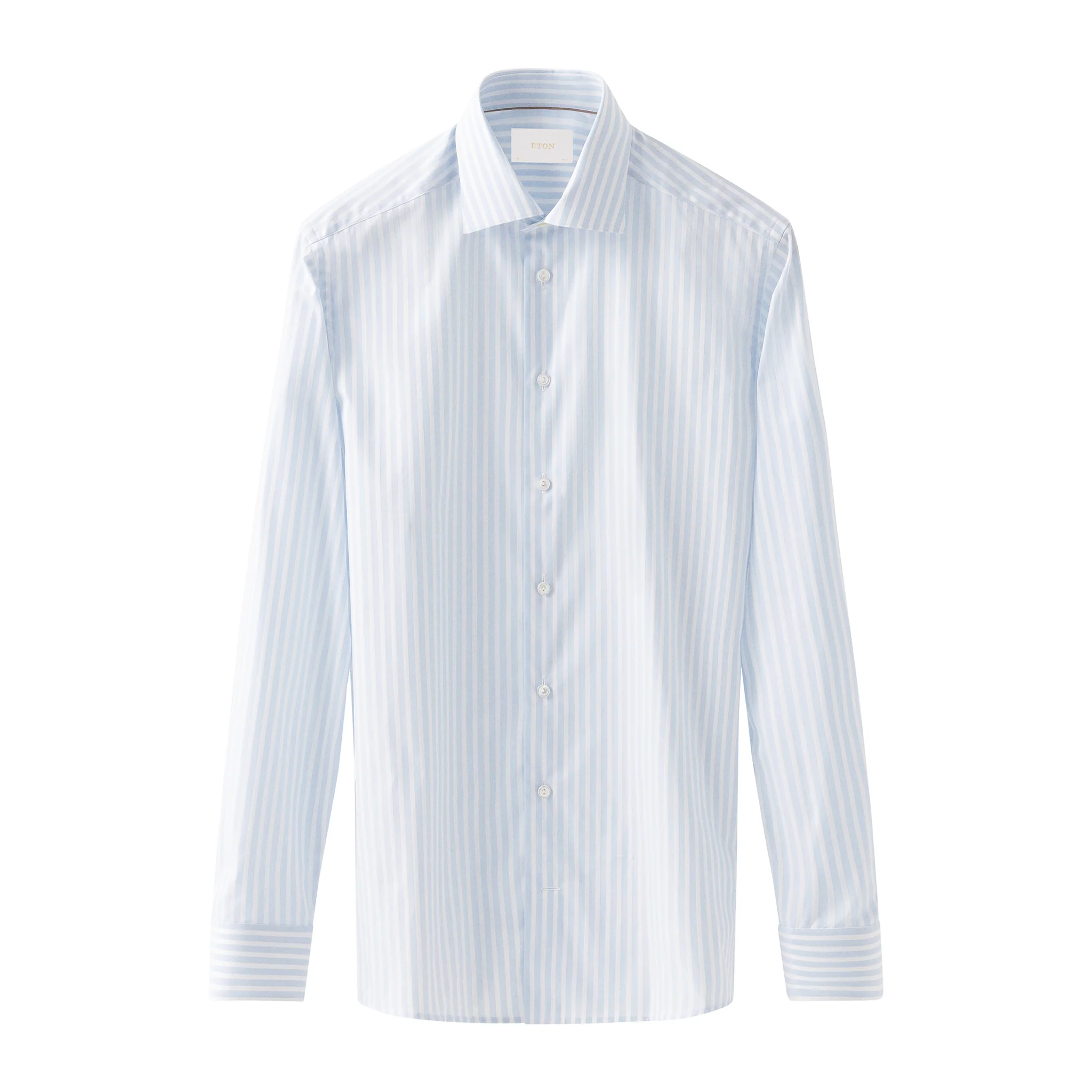 Light Blue Bengal Striped Elevated Piqué Cotton Slim Fit Shirt - ETON - Image 7